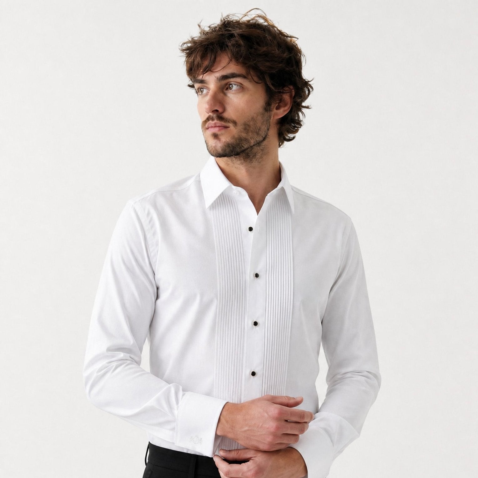 Manchester Camisa Etiqueta Cuello Ajustable Algodón y Poliéster color blanco para hombre