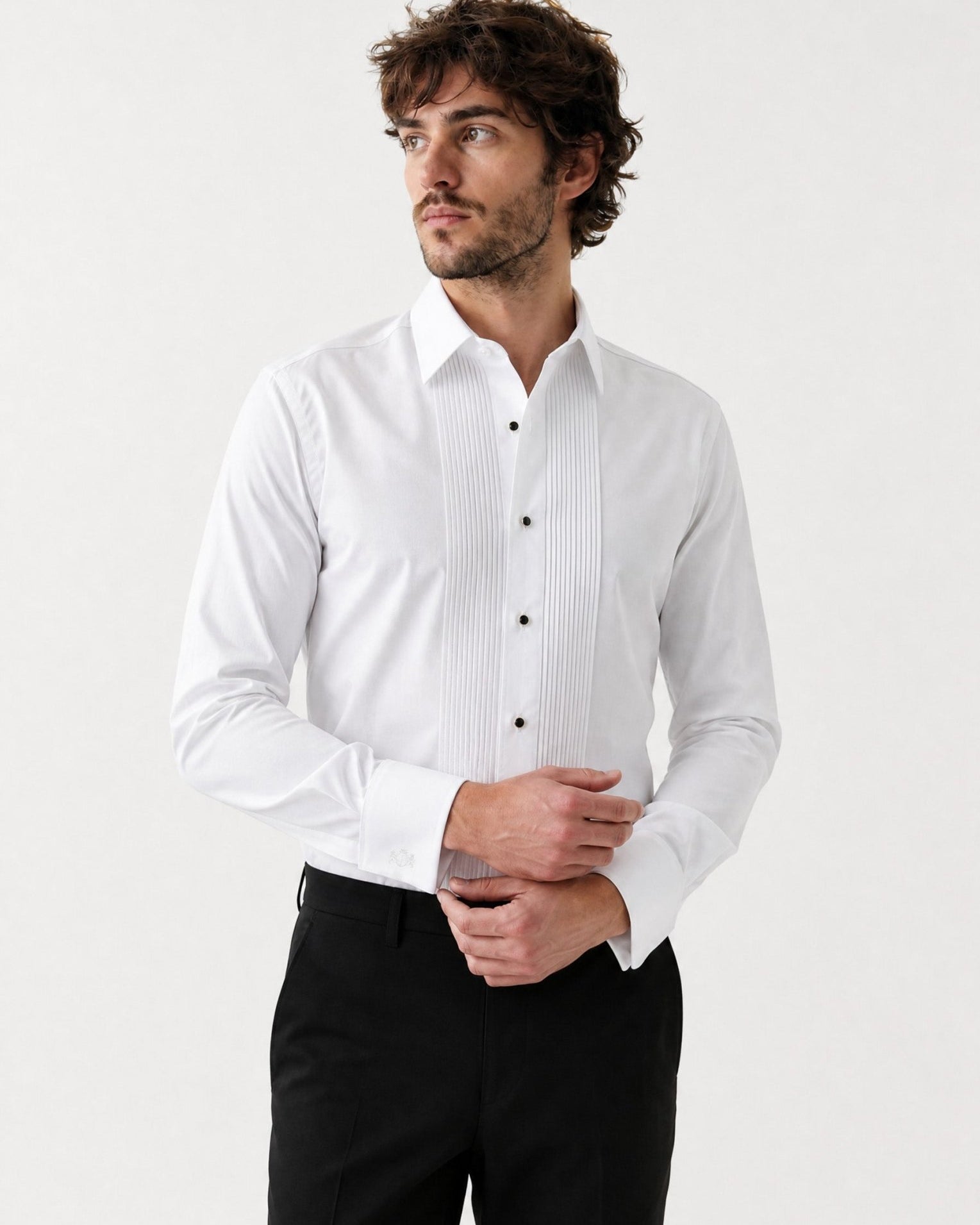 Manchester Camisa Etiqueta Cuello Ajustable Algodón y Poliéster color blanco para hombre