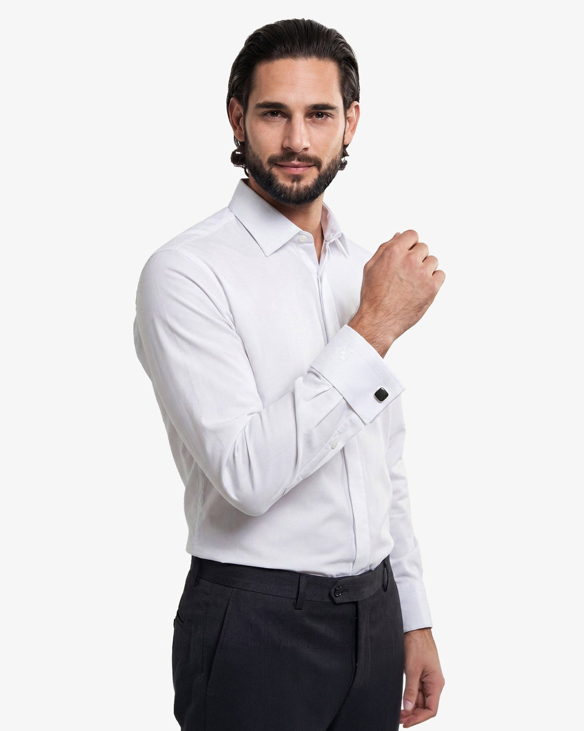 Manchester Camisa Etiqueta Cuello Ajustable Puño Francés Tapeta Oculta - Manchester