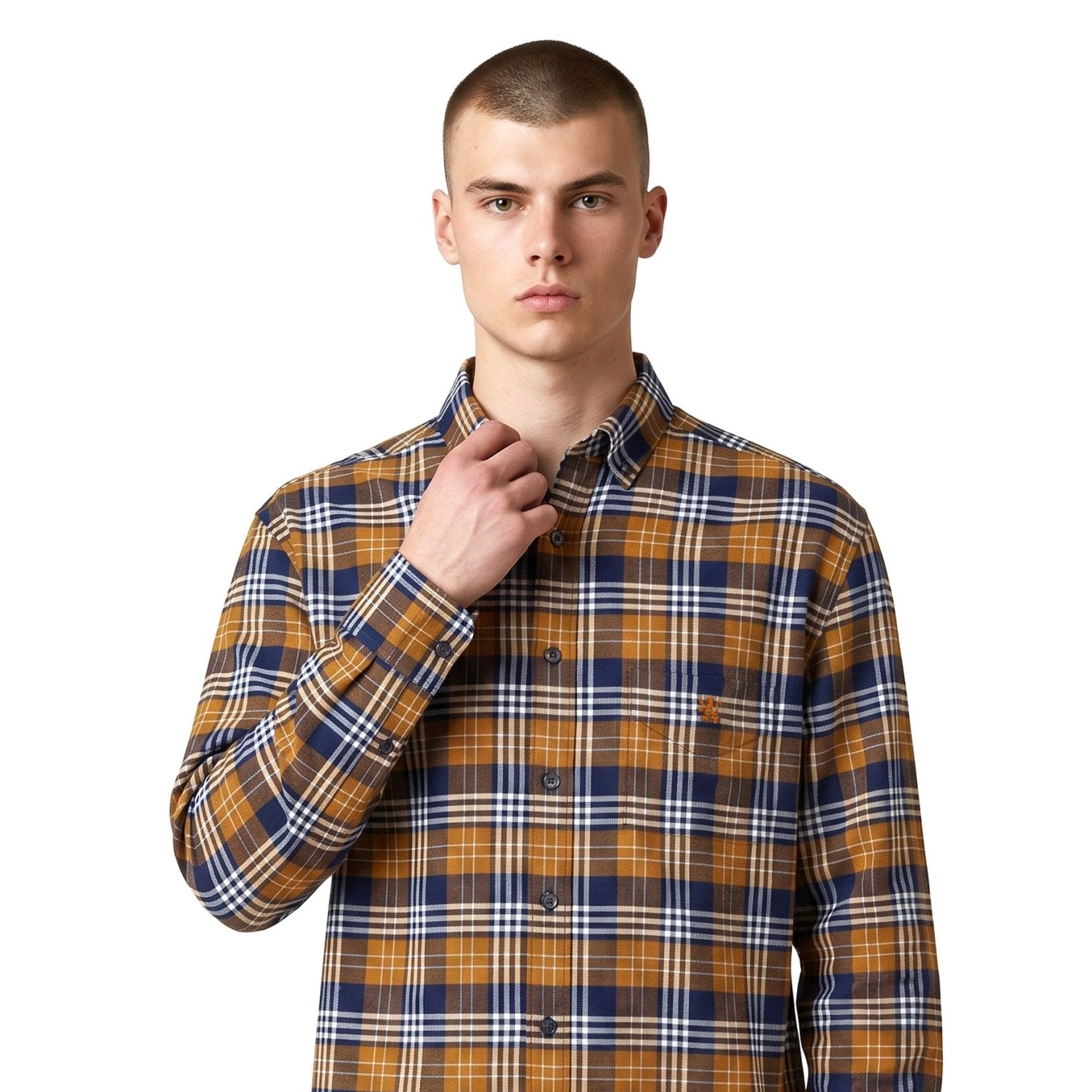 Manchester Camisa Franela Button Down Cuadrado - 100% Algodón - Manchester