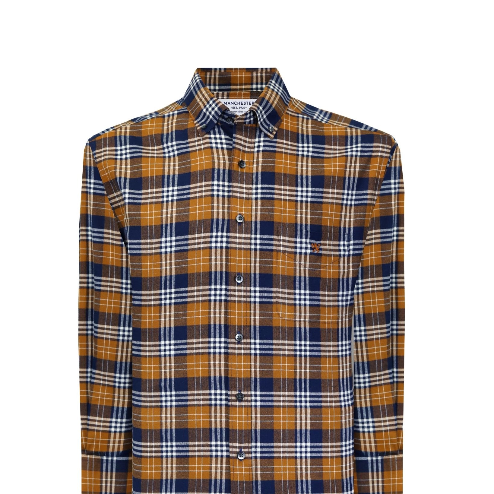 Manchester Camisa Franela Button Down Cuadrado - 100% Algodón - Manchester