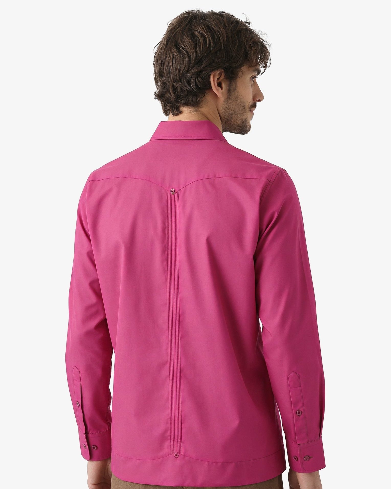 Manchester Camisa Guayabera 100% Algodón - Manga Larga color uva para hombre