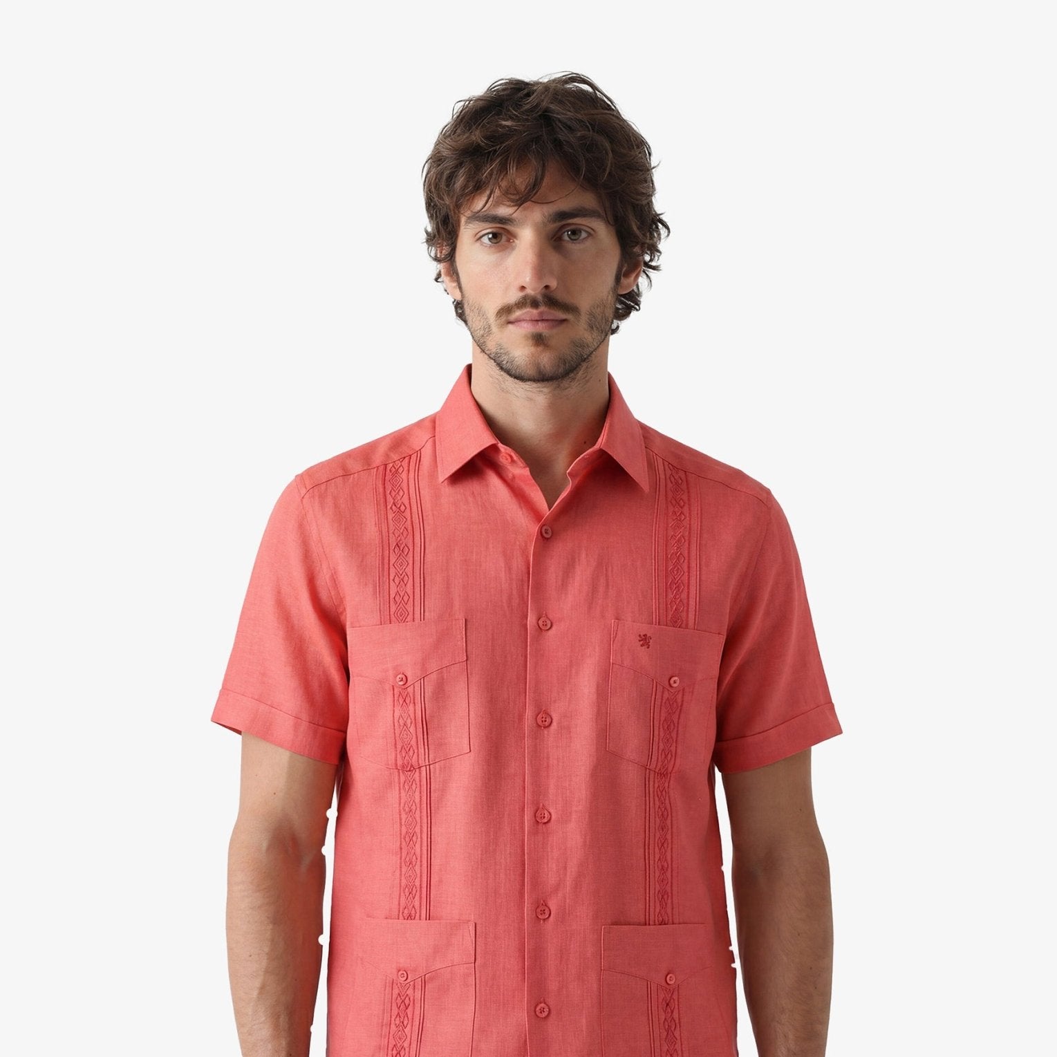 Manchester Camisa Guayabera Slim Fit Poliéster y Algodón Manga Corta - Manchester