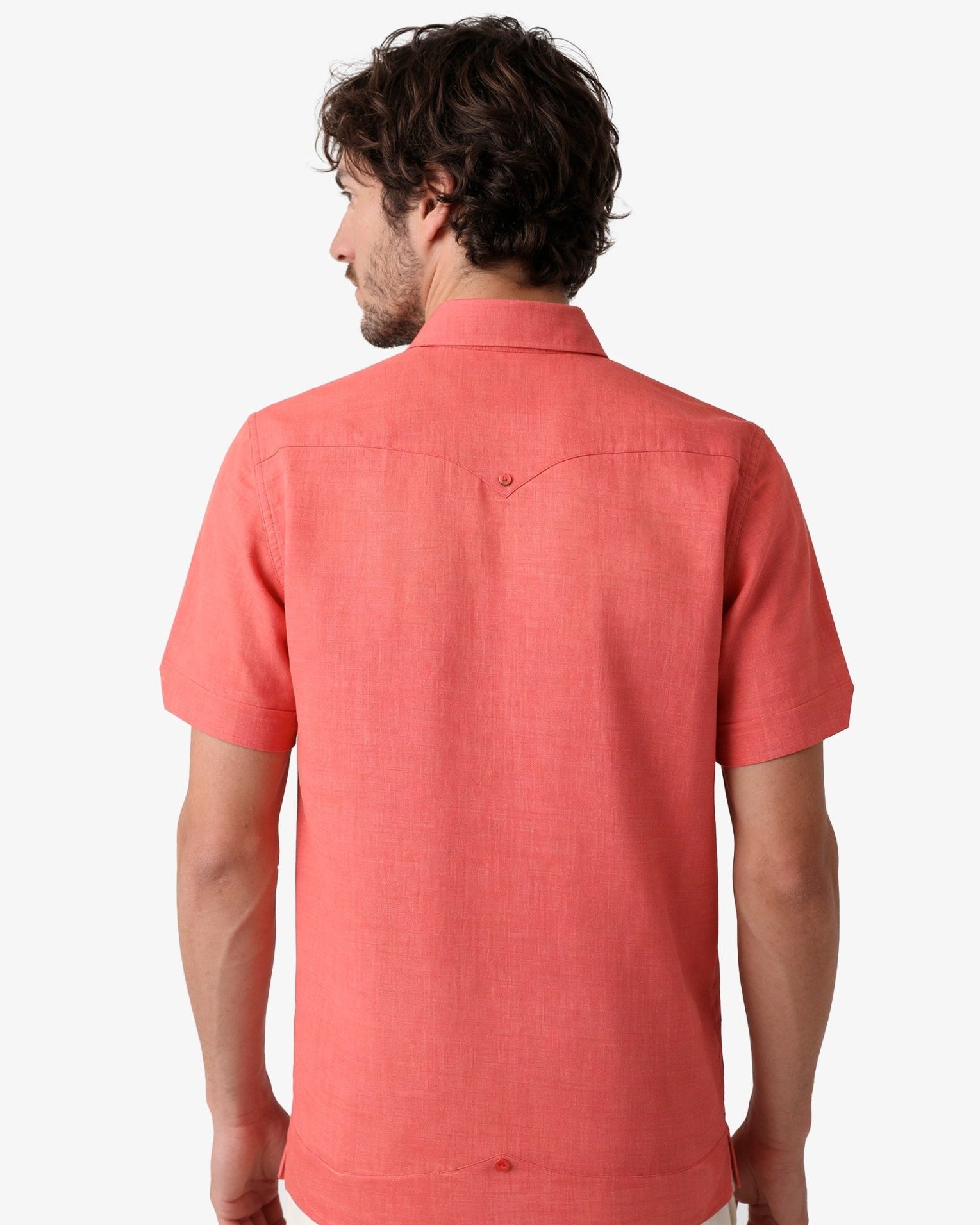 Manchester Camisa Guayabera Slim Fit Poliéster y Algodón Manga Corta color rojo para hombre