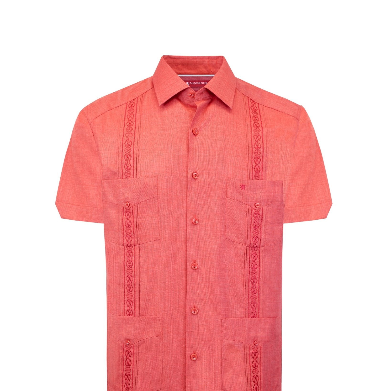 Manchester Camisa Guayabera Slim Fit Poliéster y Algodón Manga Corta - Manchester