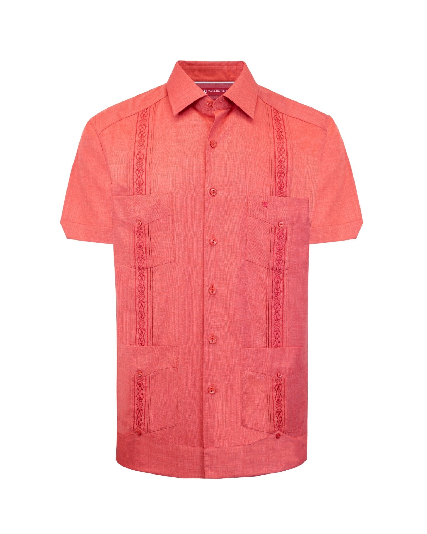 Manchester Camisa Guayabera Slim Fit Poliéster y Algodón Manga Corta - Manchester