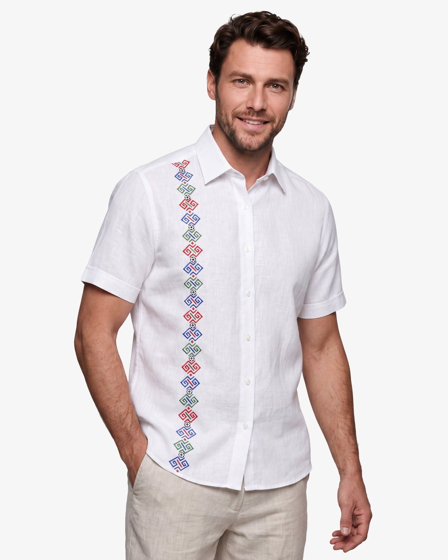 Manchester Camisa Lino Mundial 2026 Manga Corta - Frescura Tipo Guayabera - Manchester