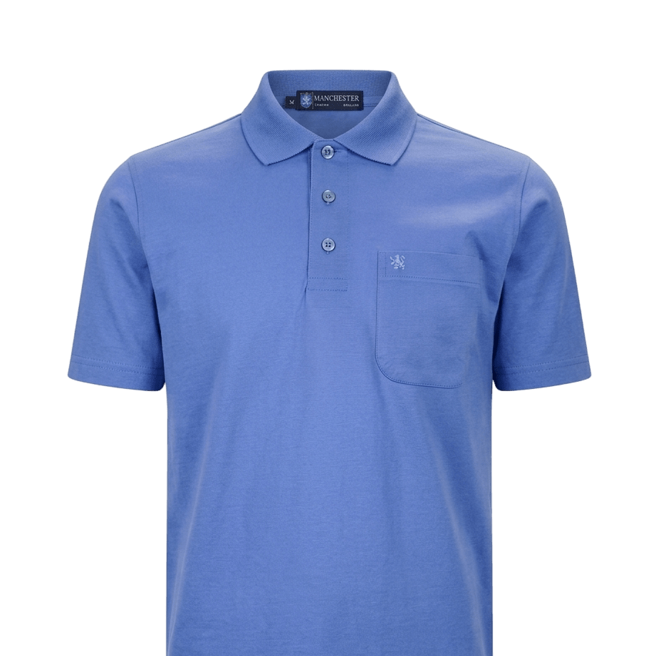 Manchester Camisa Polo Lisa De Manga Corta Y Bolsillo En Algodon - Manchester