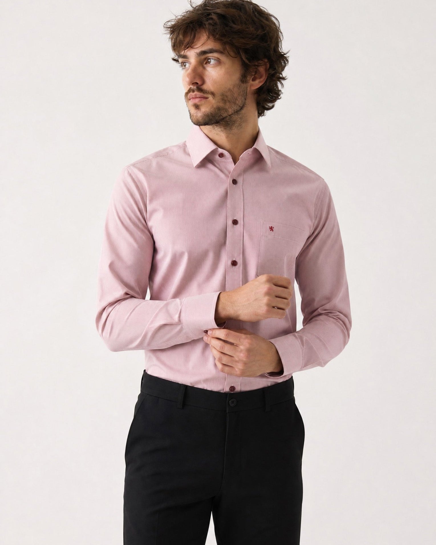 Manchester Camisa Regular Fit en Algodón-Poliéster color rojo para hombre