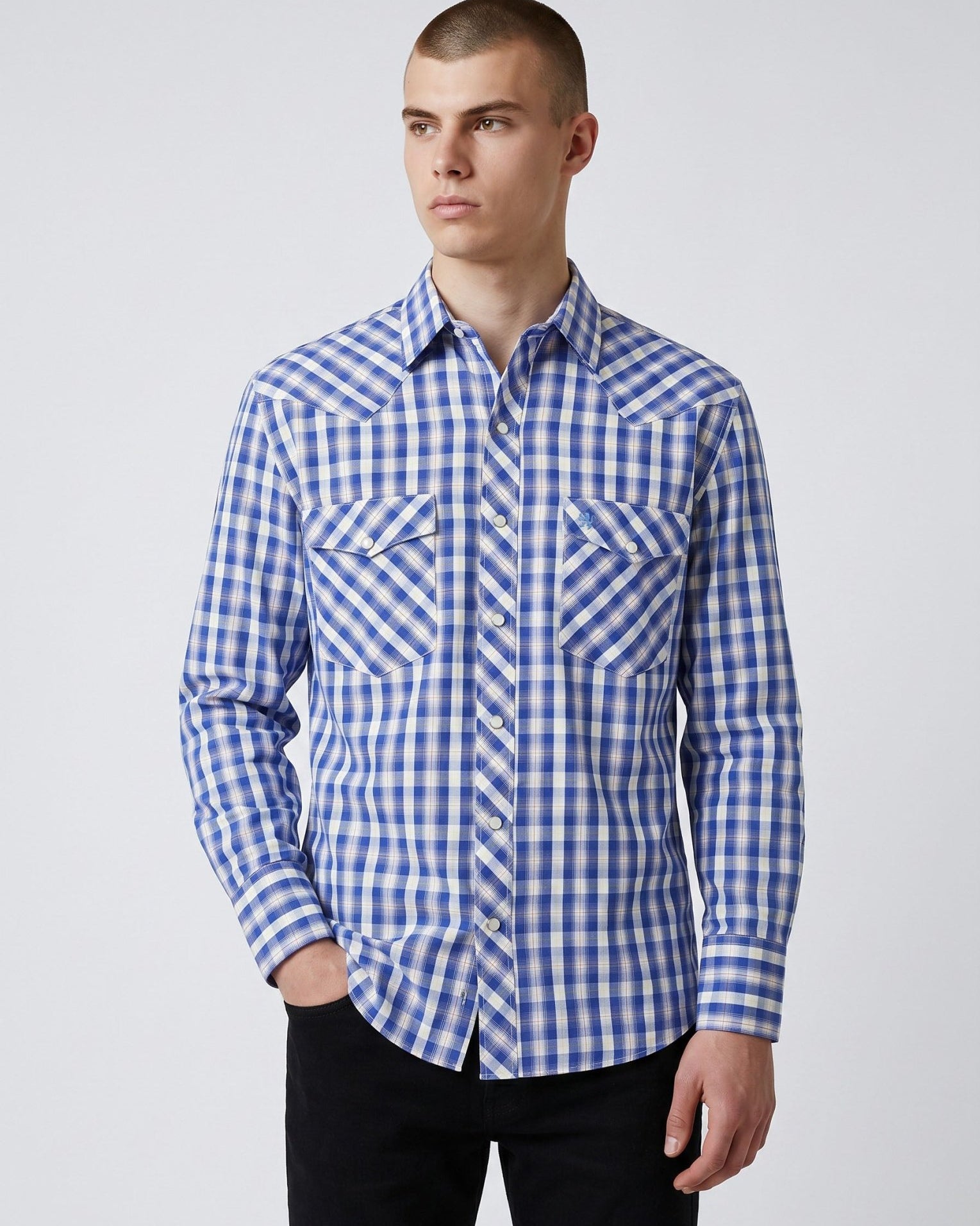 Manchester Camisa Vaquera Algodón-Poliéster color azul para hombre