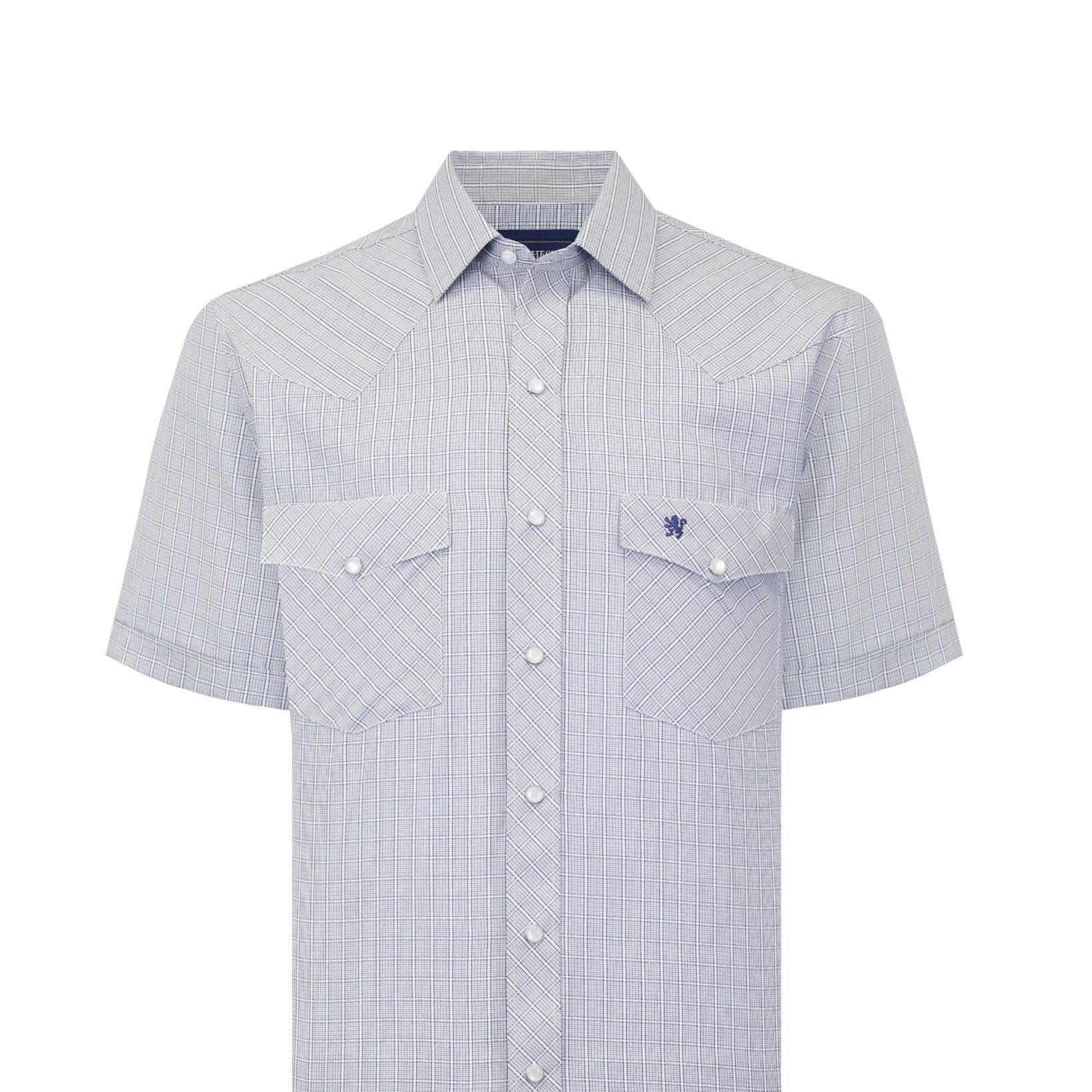 Manchester Camisa Vaquera de Manga Corta con Canesú y Bolsillos de Solapa - Manchester
