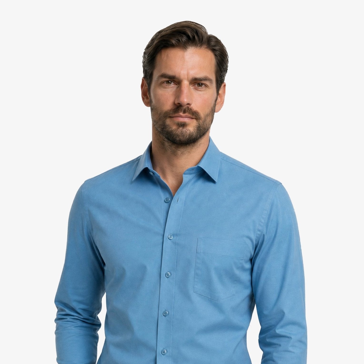 Manchester Camisa Vestir Algodón-Poliéster - Manga Larga color gris acero para hombre