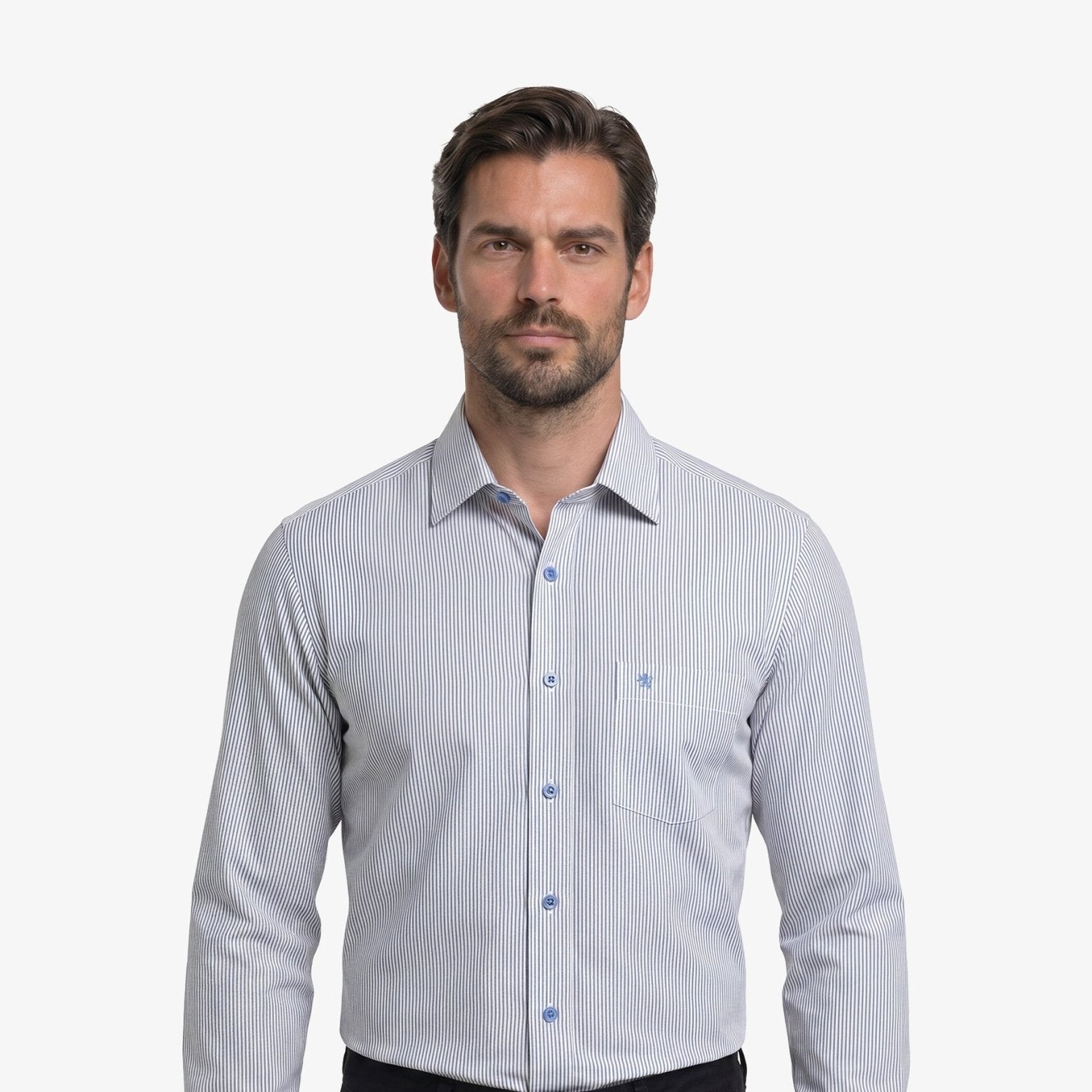 Manchester Camisa Vestir Raya Vertical Fina Un Bolsillo - Manchester