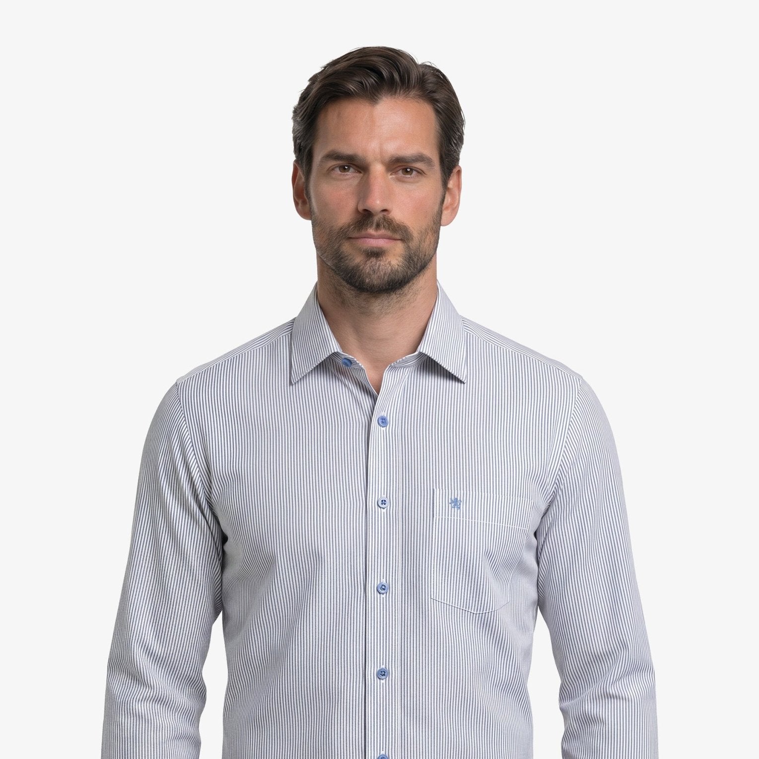 Manchester Camisa Vestir Raya Vertical Fina Un Bolsillo - Manchester