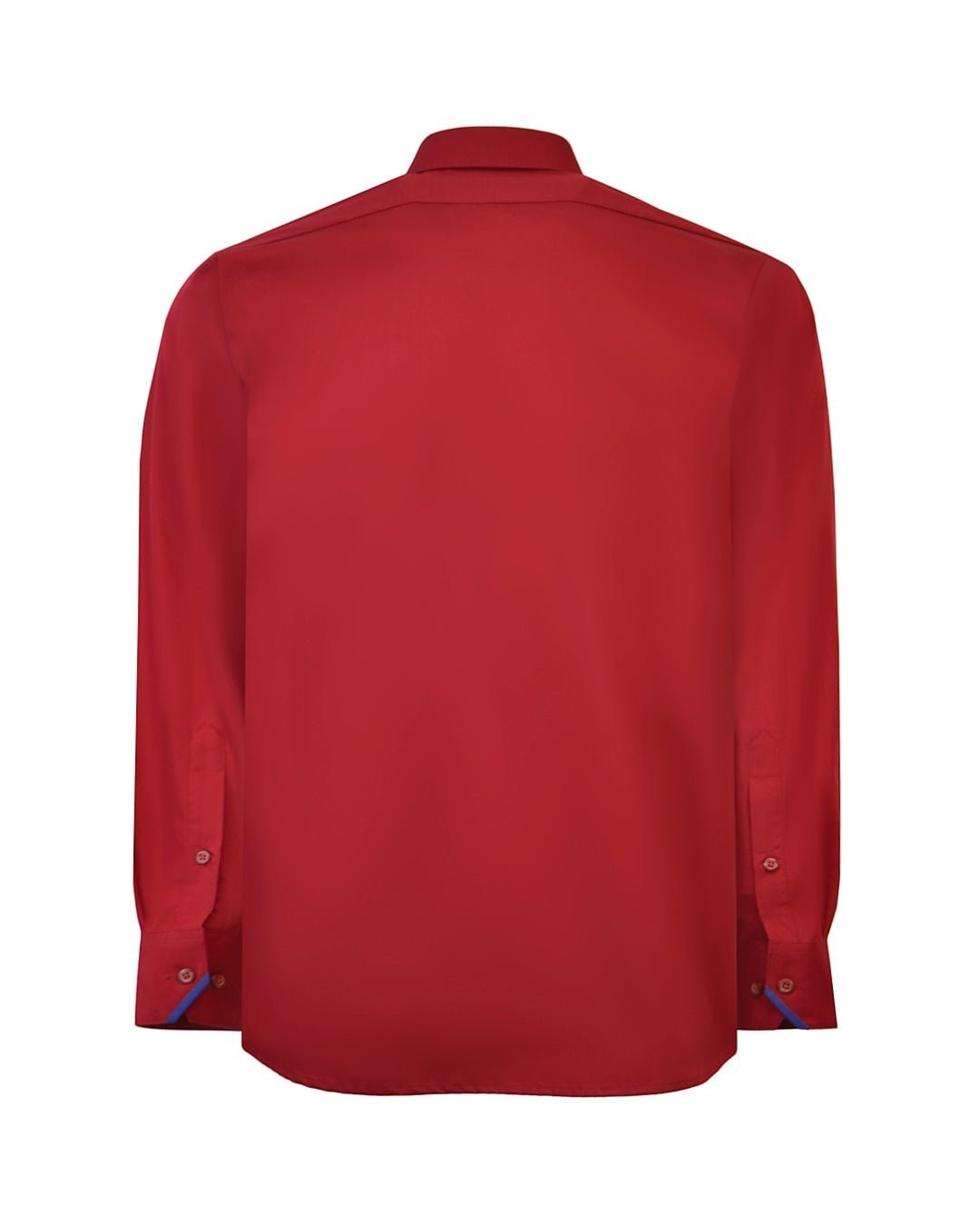 Camisa de vestir roja Manchester de corte slim fit en mezcla de algodón, manga larga y detalles en puños.