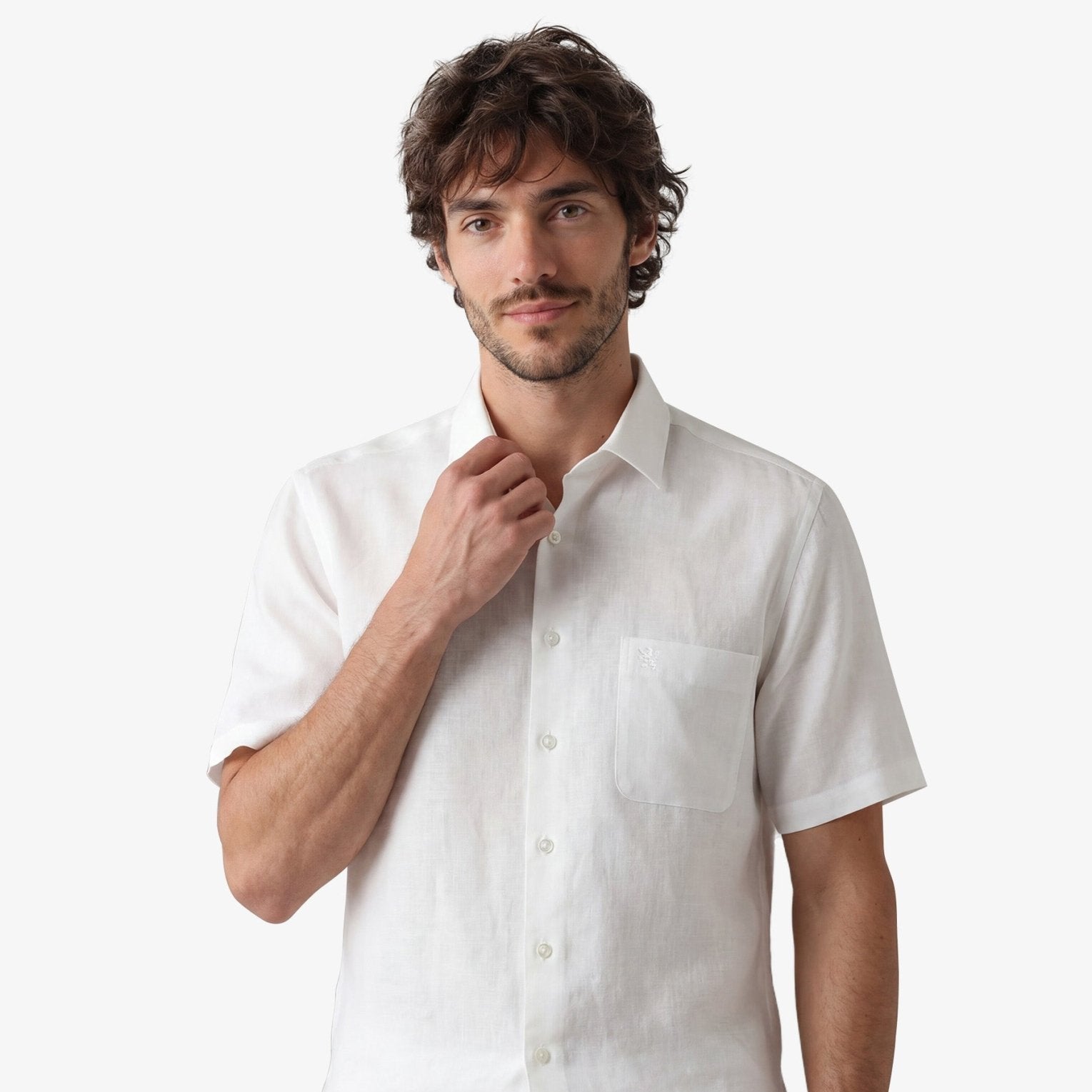 Manchester Elite Camisa Casual Lino color blanco para hombre
