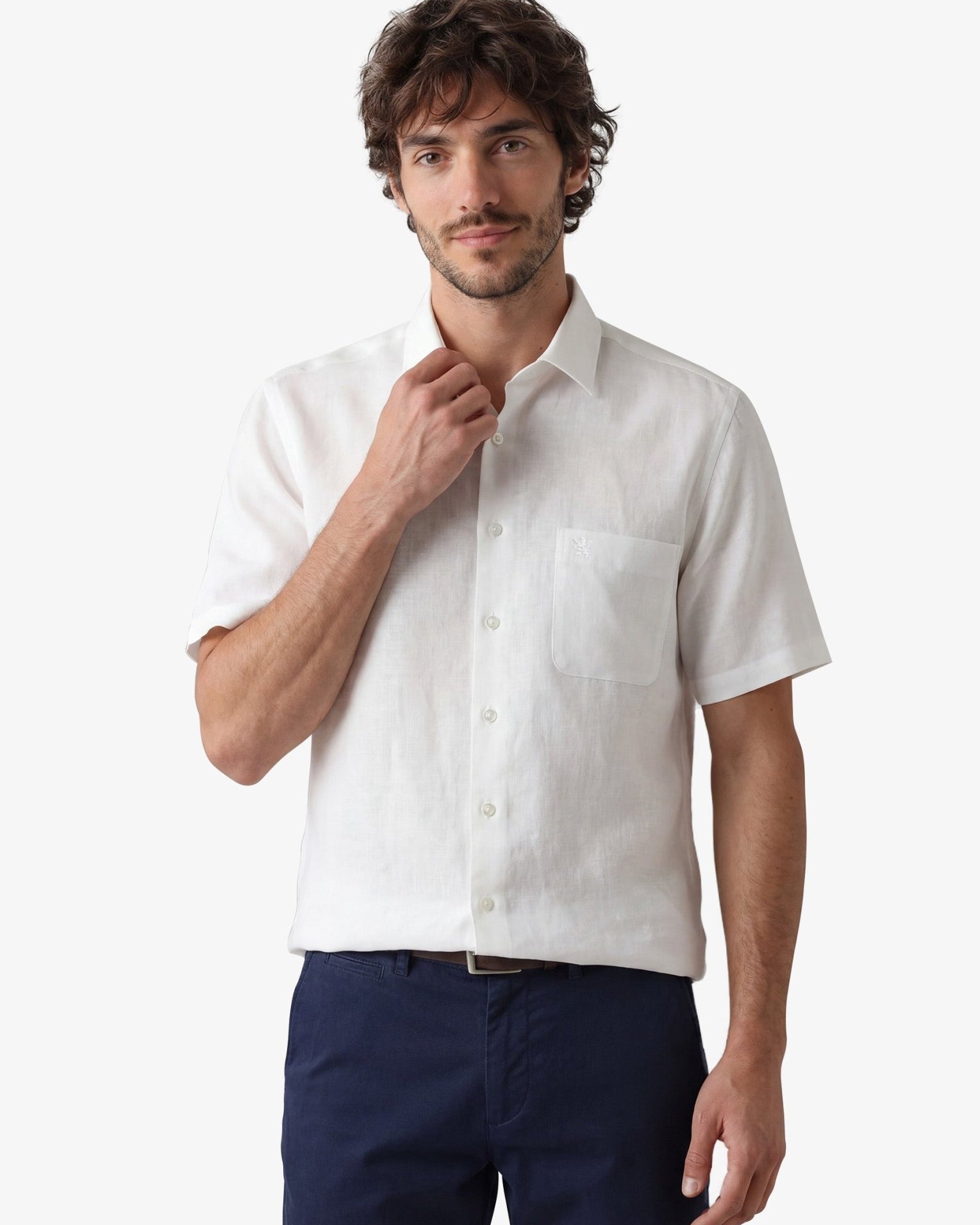 Manchester Elite Camisa Casual Lino color blanco para hombre