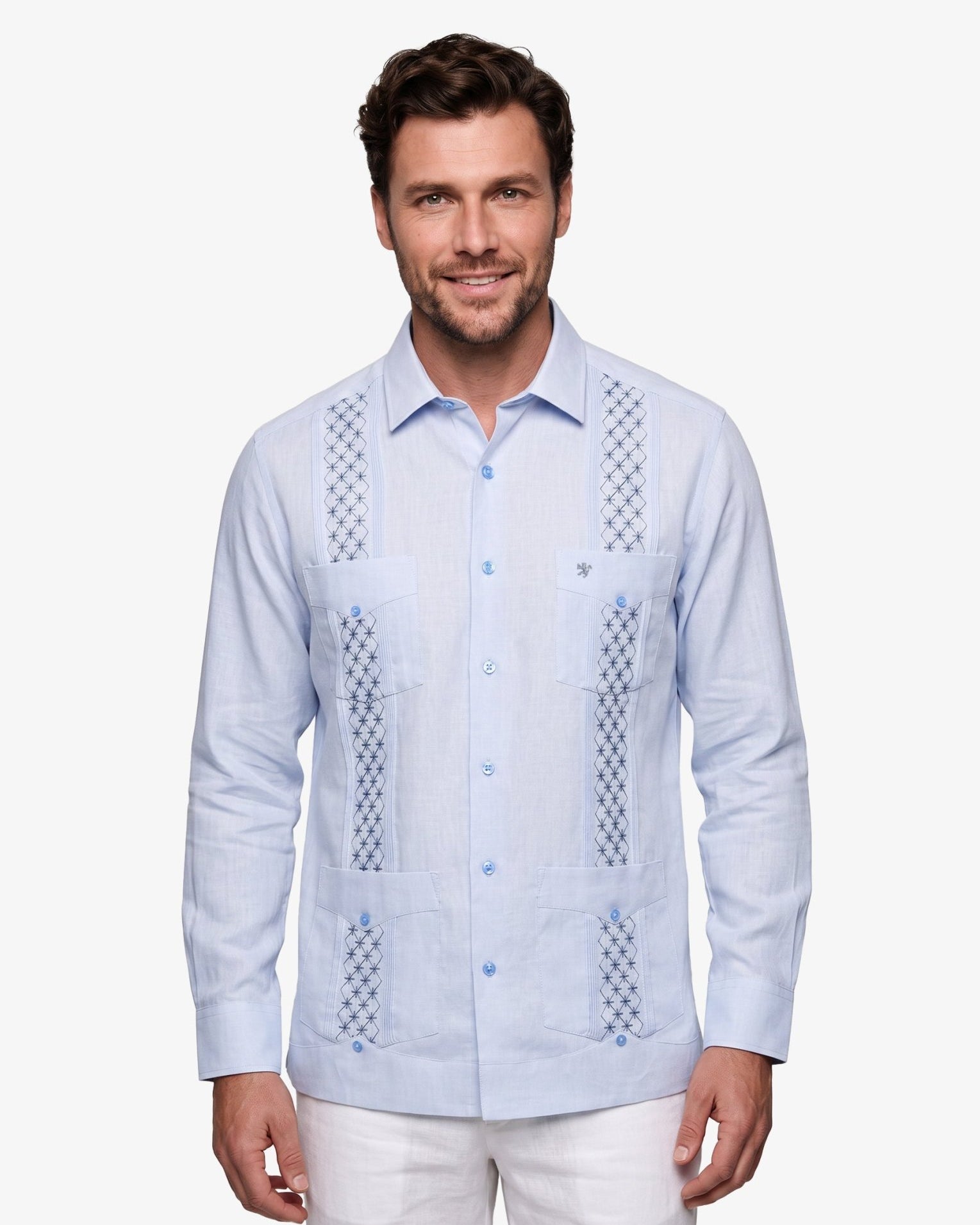 Manchester Guayabera Bordada Floral Premium Manga Larga - Manchester