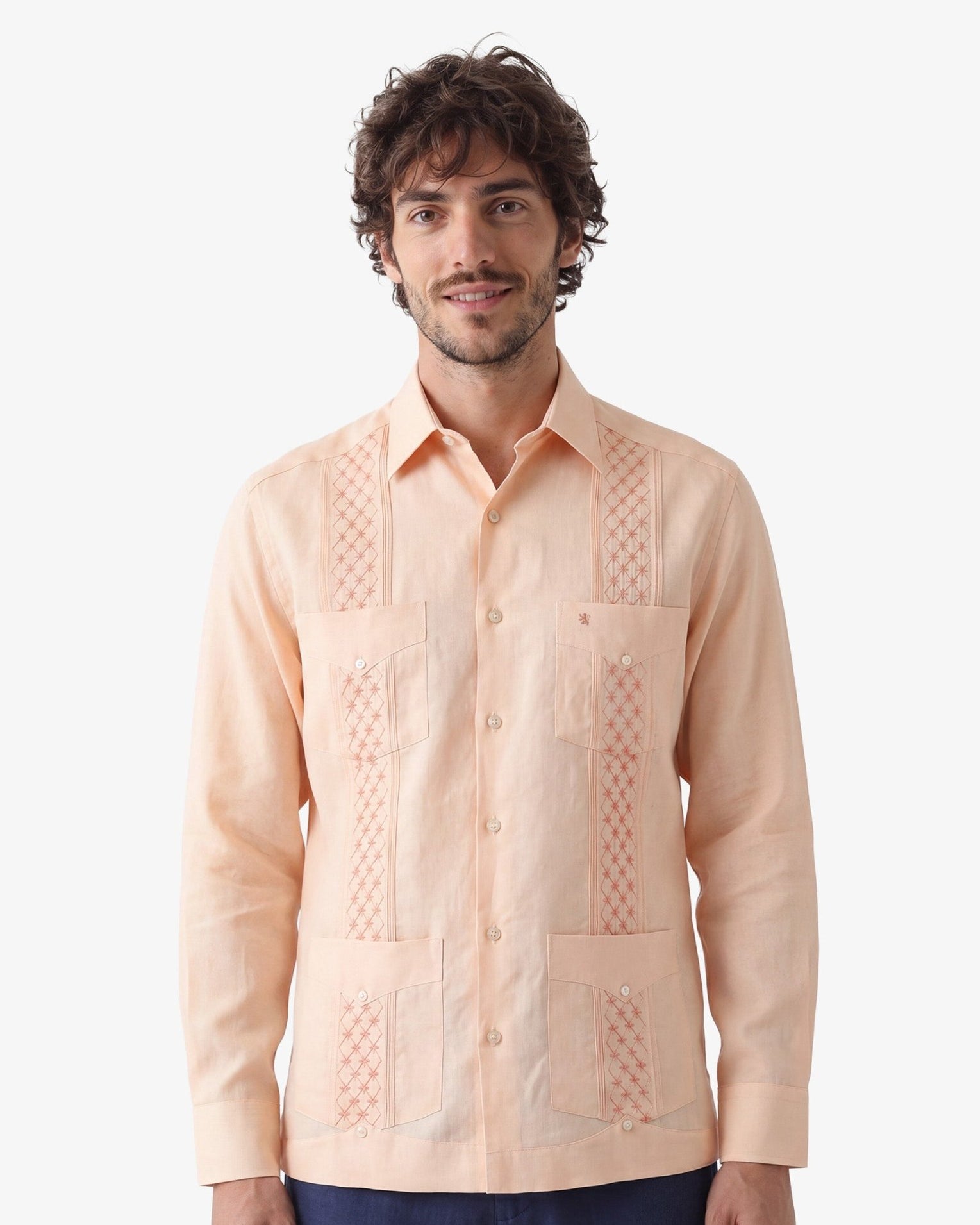 Manchester Guayabera Bordada Floral Premium Manga Larga - Manchester