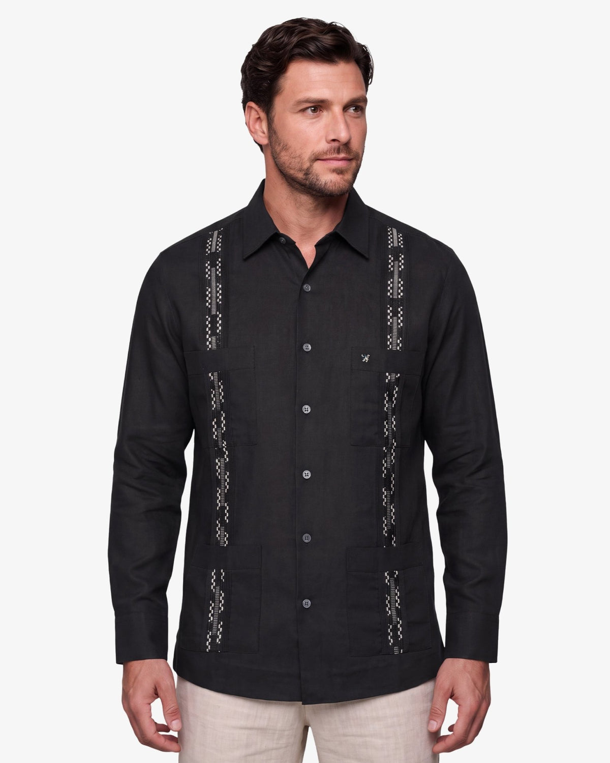 Manchester Guayabera Bordado Artesanal Floral Slim Fit - Manchester