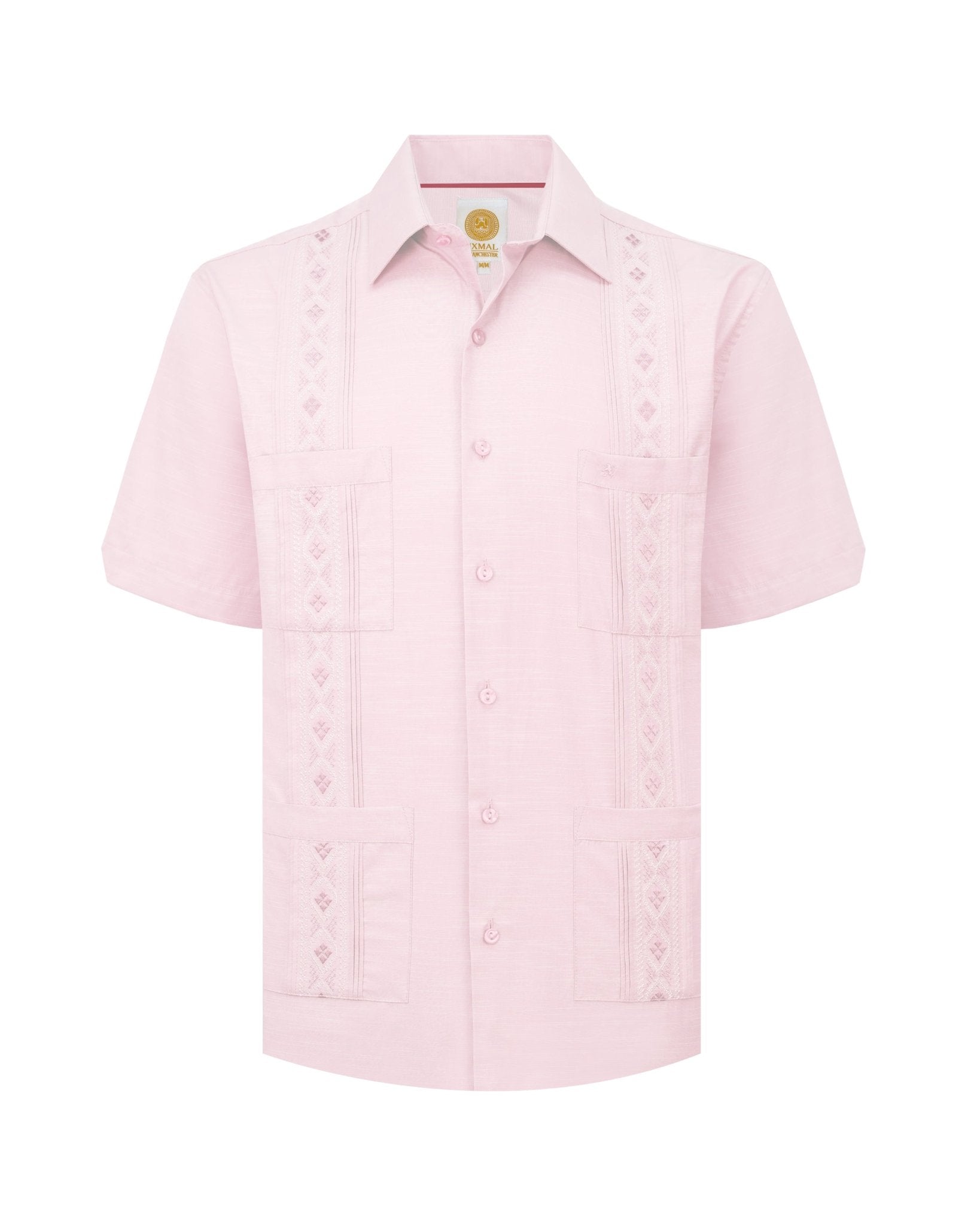 Manchester Guayabera Bordado Geométrico y Alforzas Finas - Manga Corta - Manchester