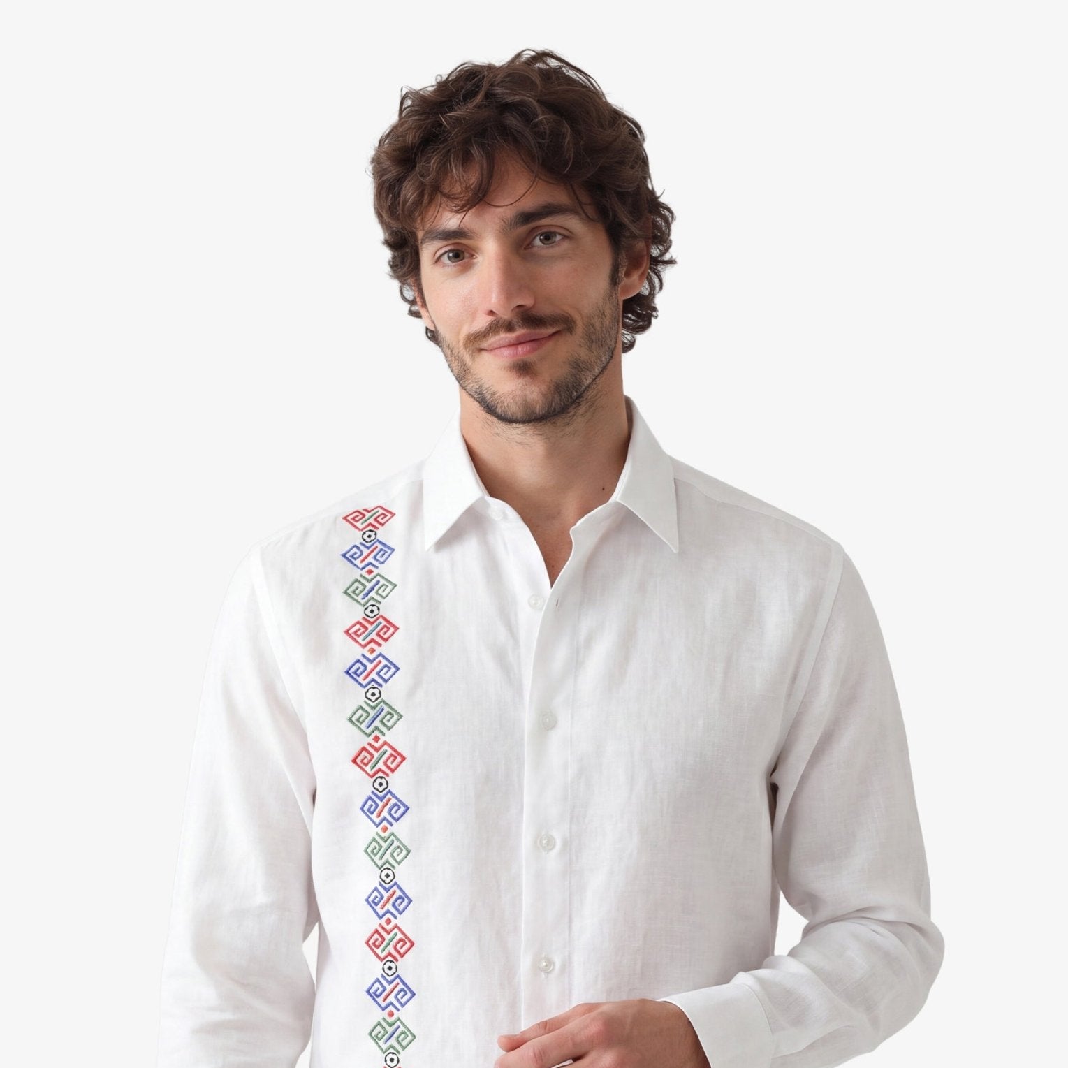 Manchester Guayabera de Lino Edición Especial Mundial 2026 – Sin Bolsas Manga Larga - Manchester