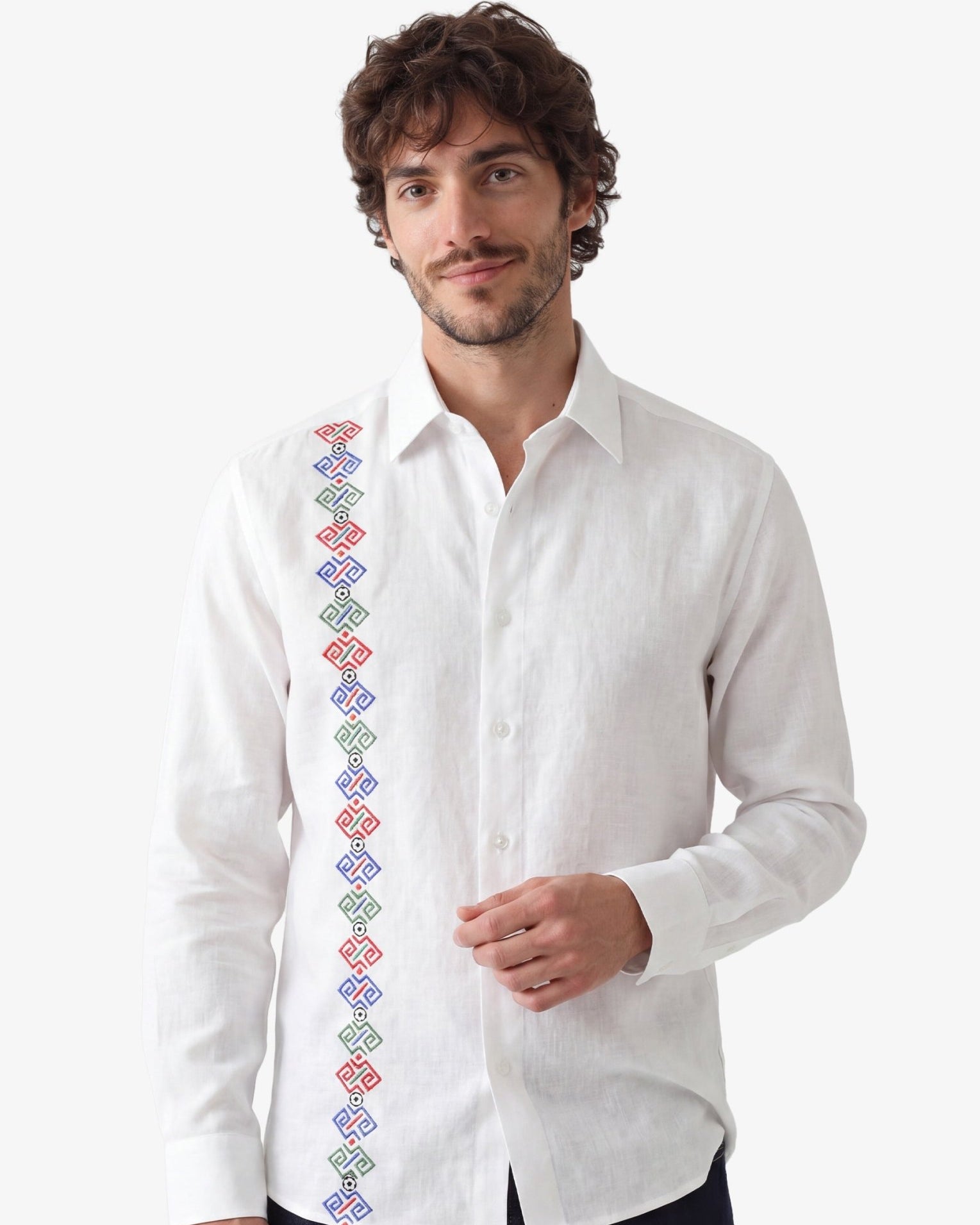 Manchester Guayabera de Lino Edición Especial Mundial 2026 – Sin Bolsas Manga Larga - Manchester