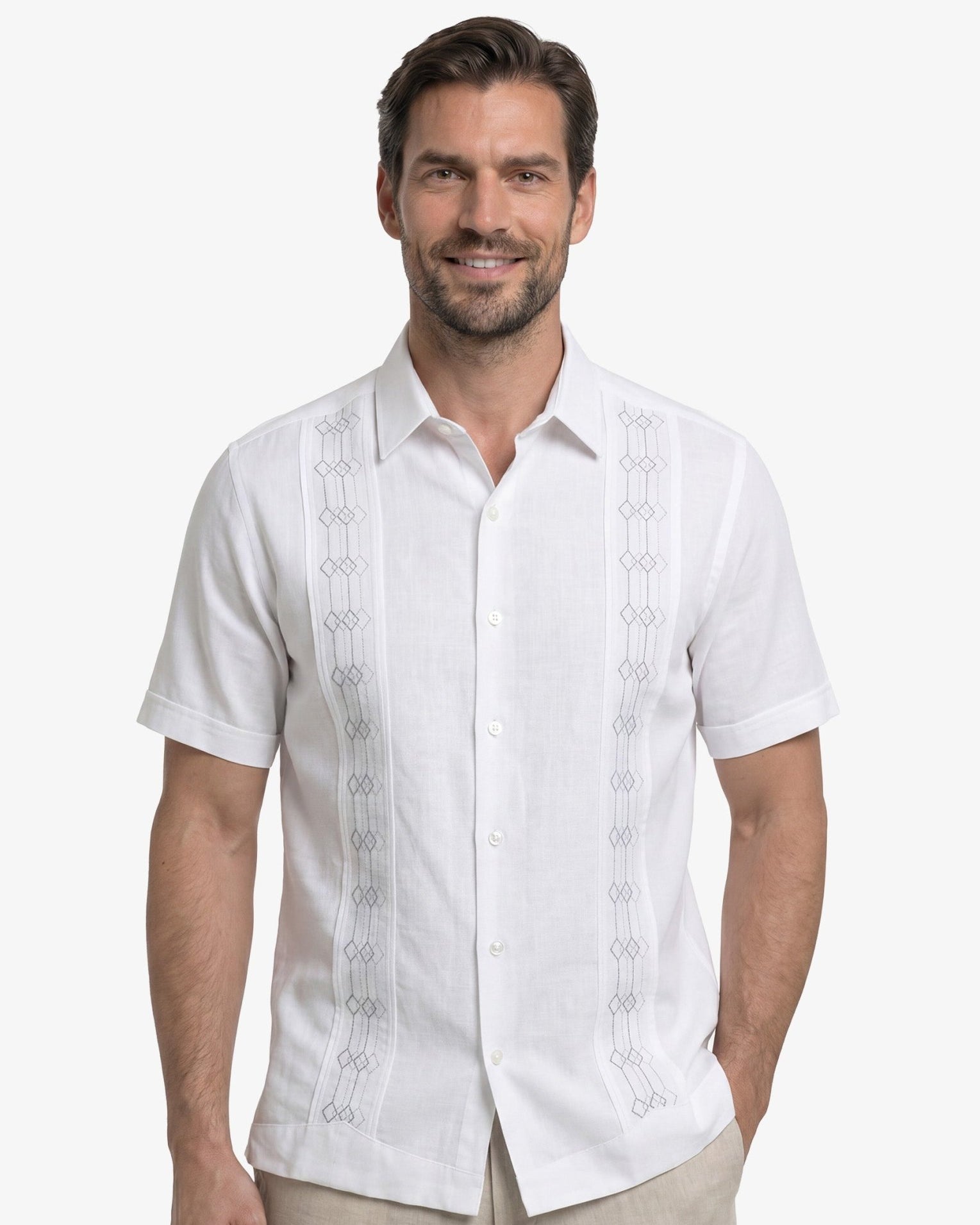 Manchester Guayabera Lisa Algodón-Poliéster Diseño Liso - Manchester