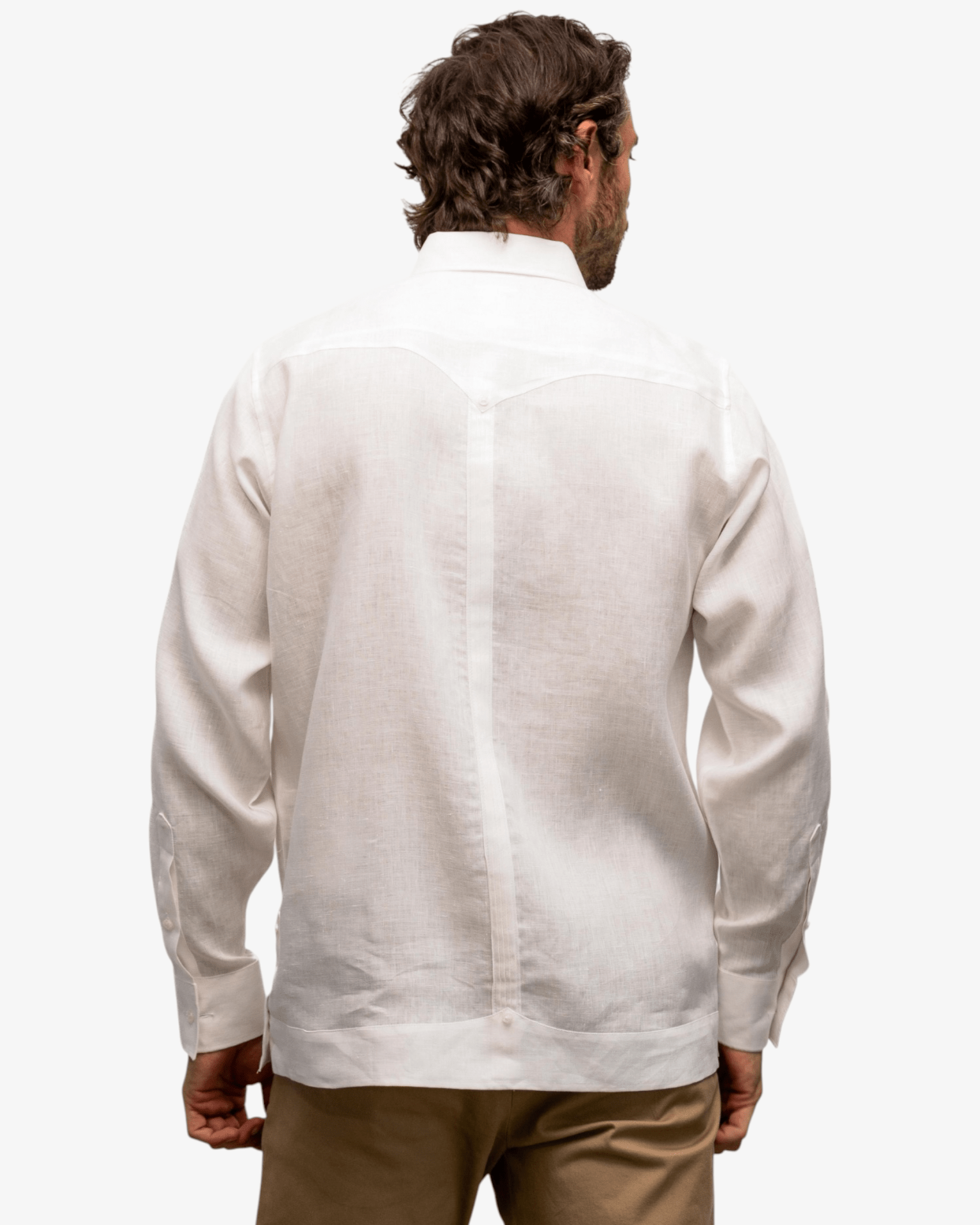 Manchester Guayabera Lisa con Puño Convertible de Lino - Manchester