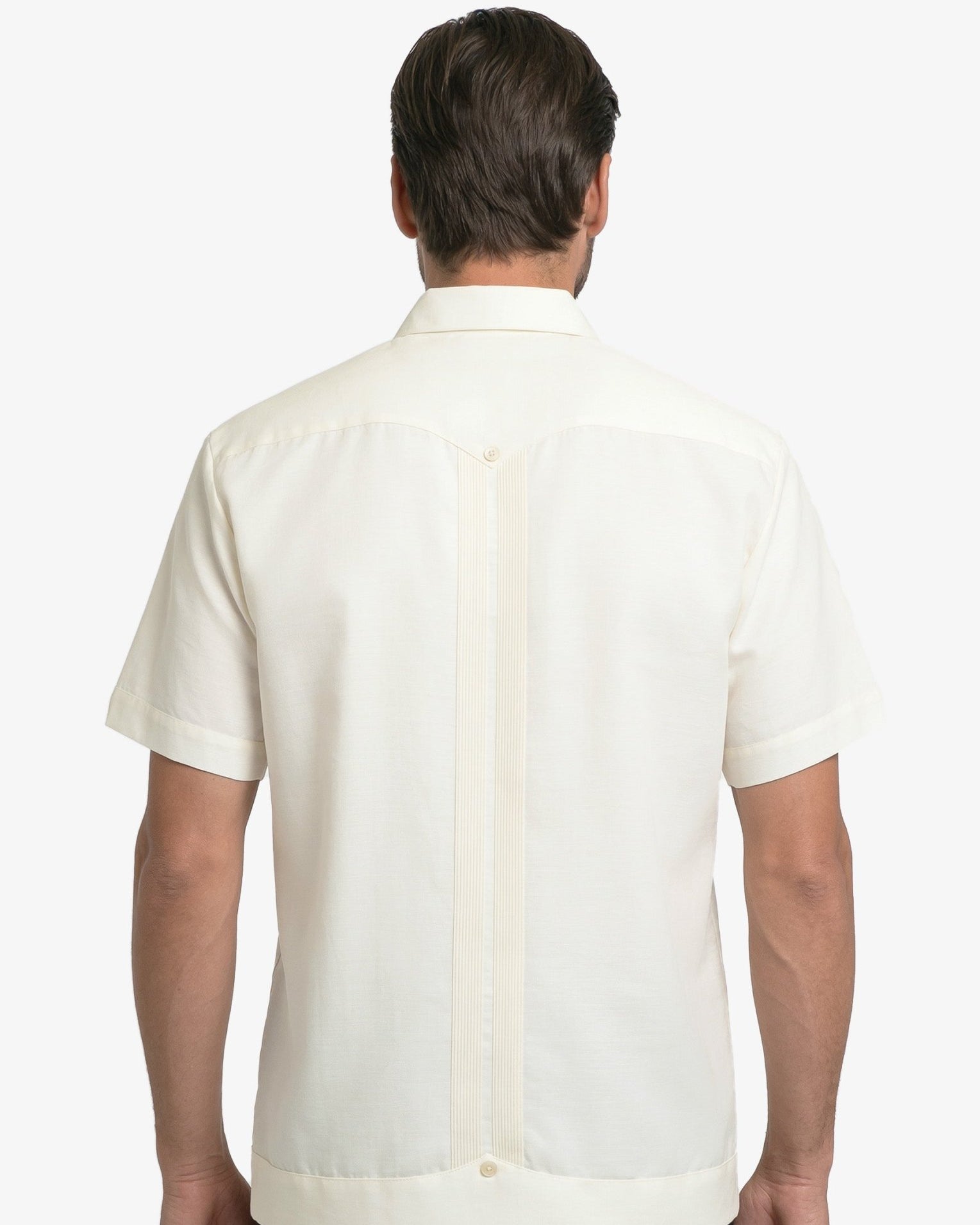 Manchester Guayabera Lisa Poliéster y Algodón color hueso para hombre
