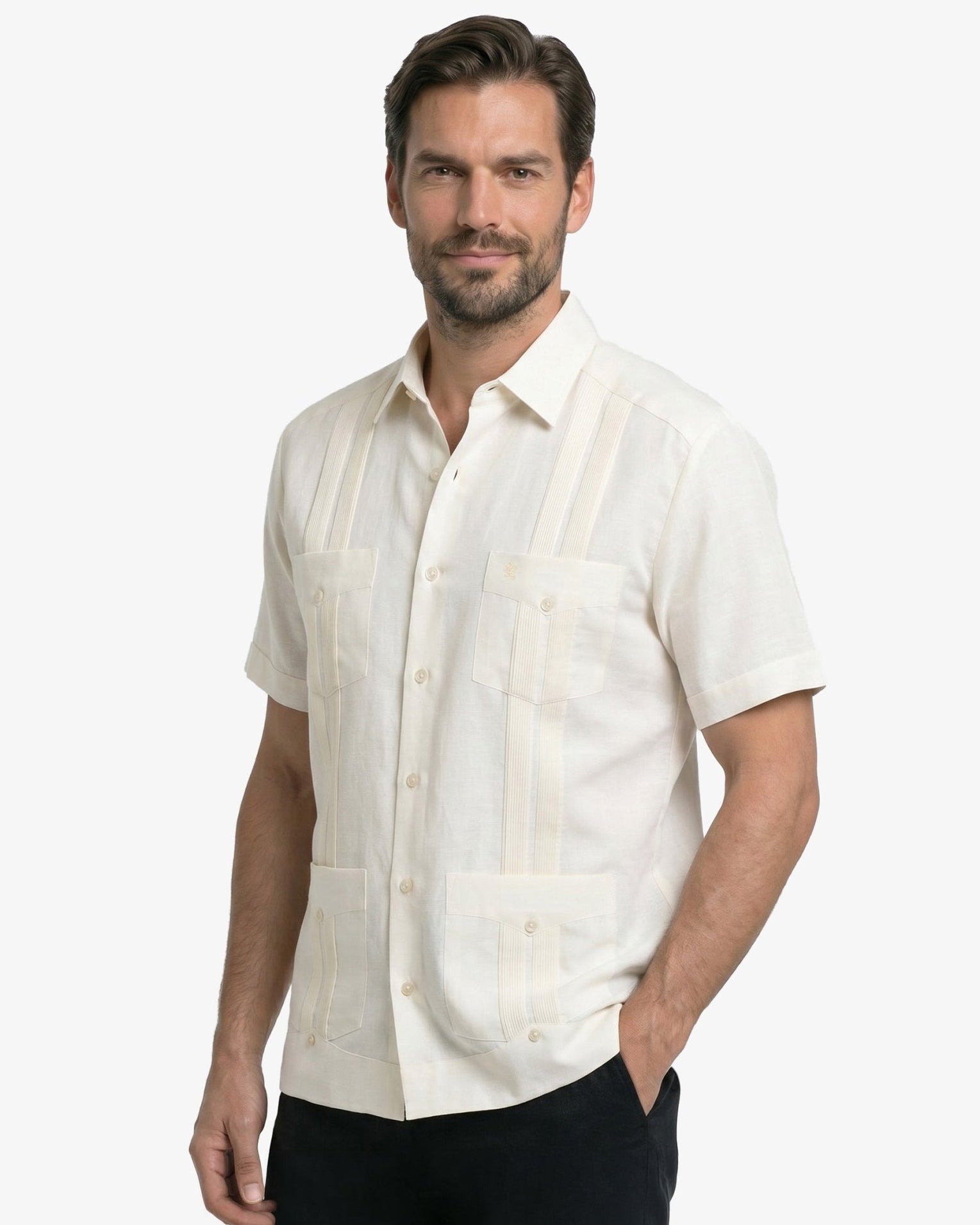 Manchester Guayabera Lisa Poliéster y Algodón - Manchester