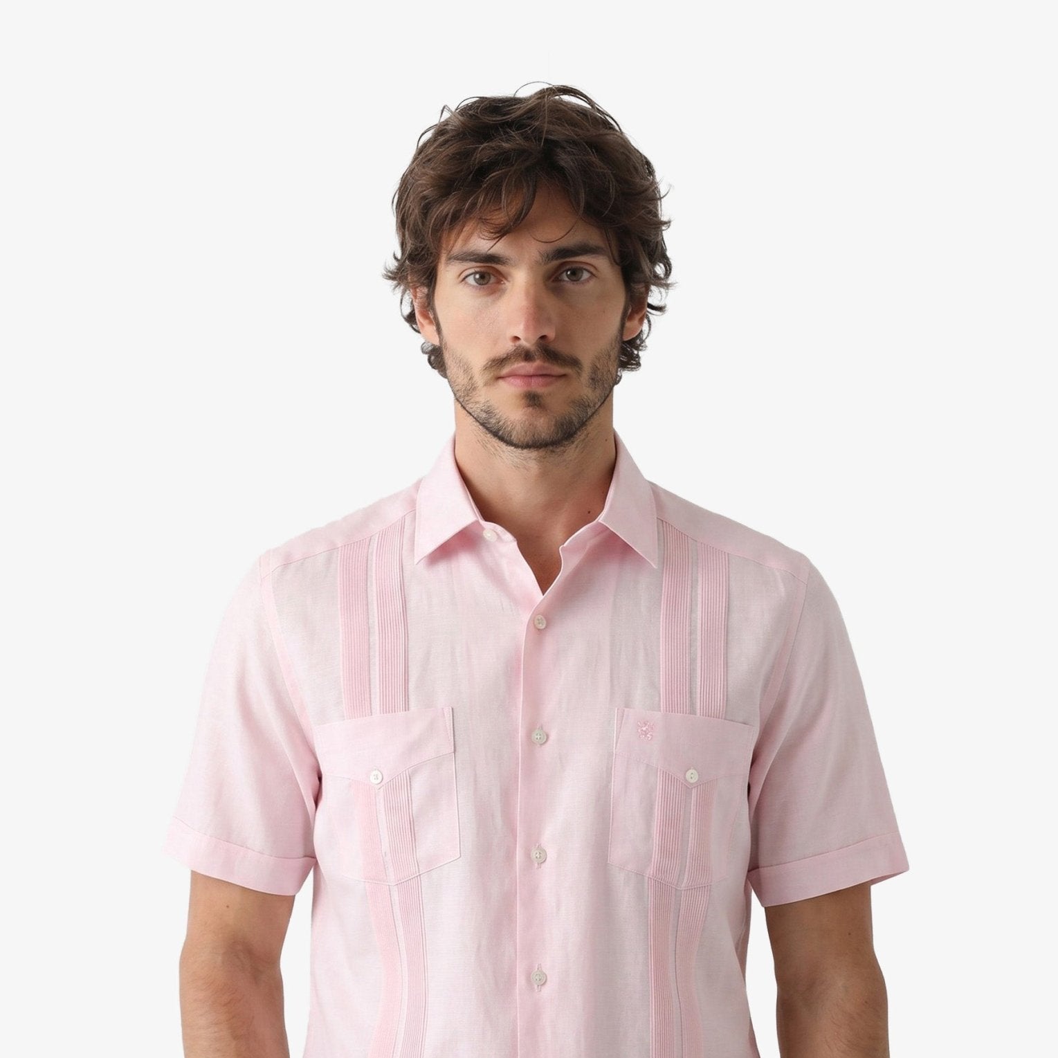 Manchester Guayabera Lisa Poliéster y Algodón color rosa para hombre
