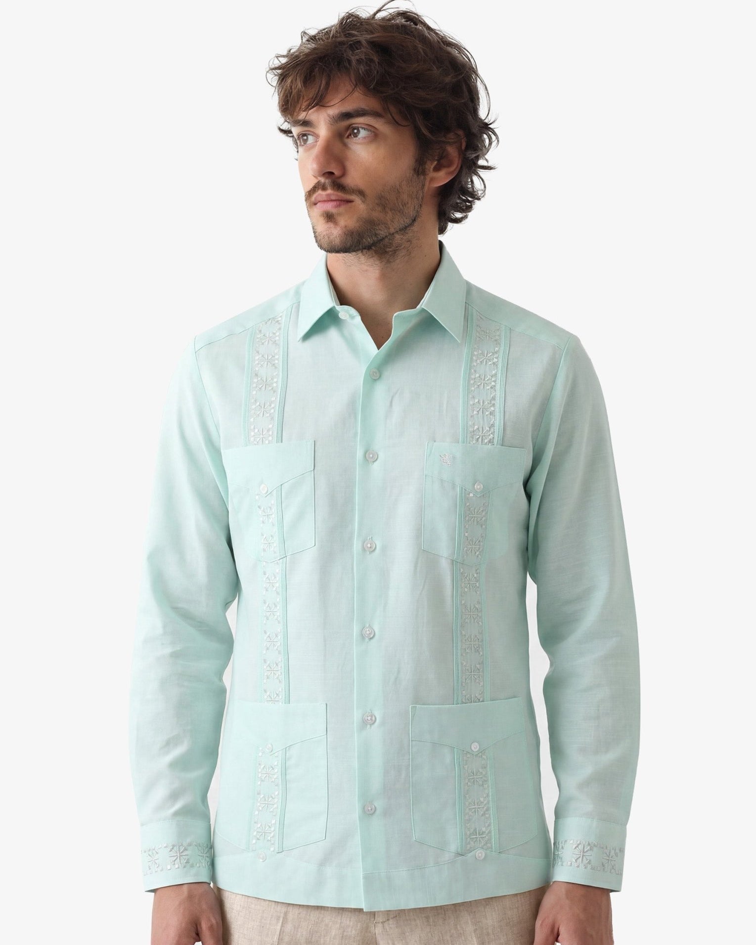 Manchester Guayabera Liso Algodón-Poliéster - Manchester