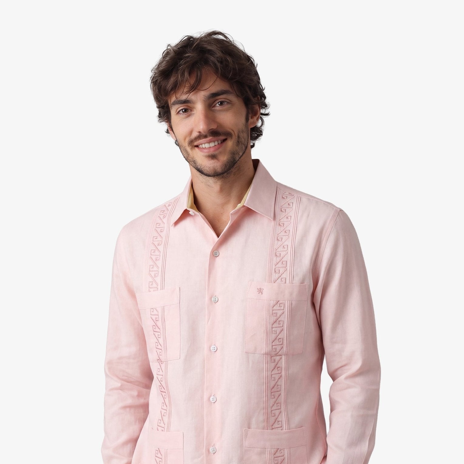 Manchester Guayabera Premium con Bordado Geométrico Elegante - Manchester