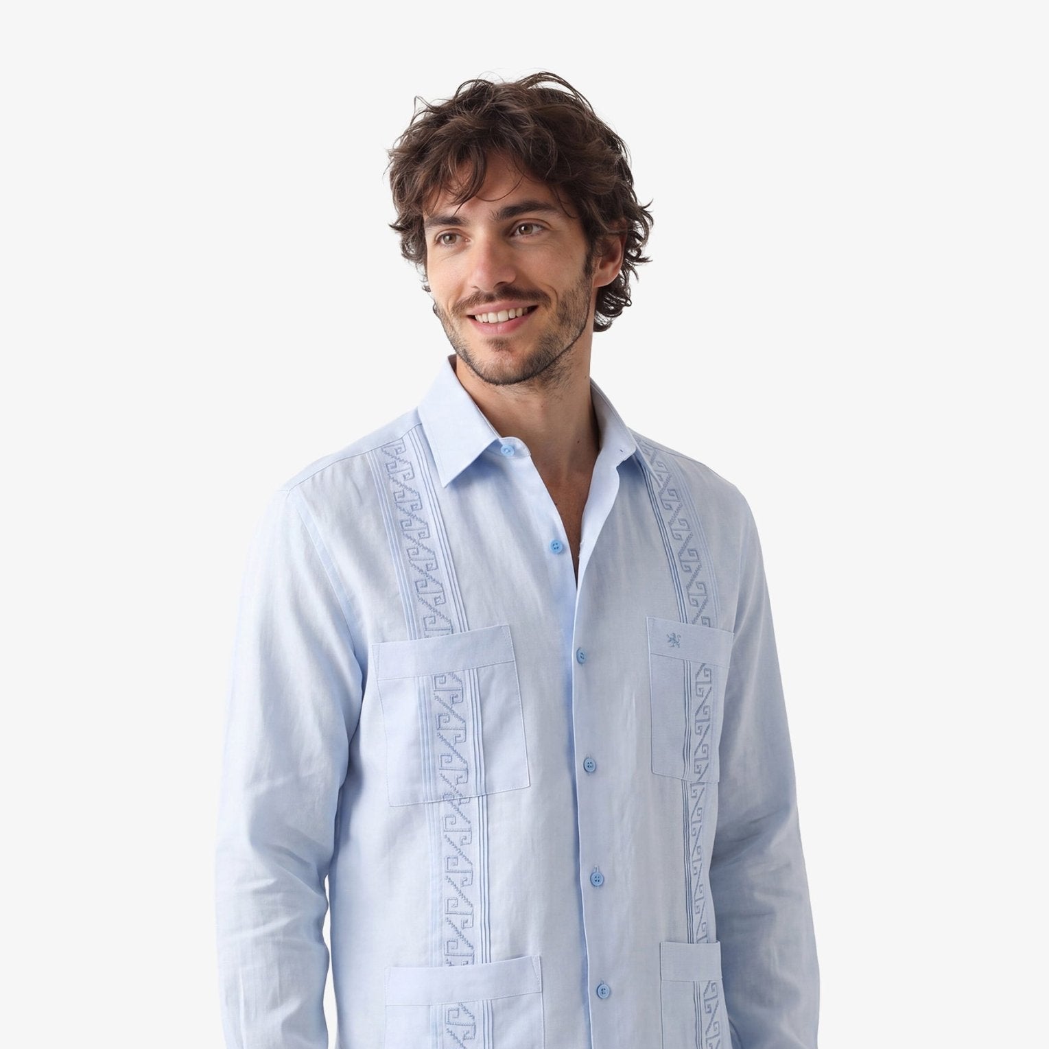 Manchester Guayabera Premium con Bordado Geométrico Elegante - Manchester