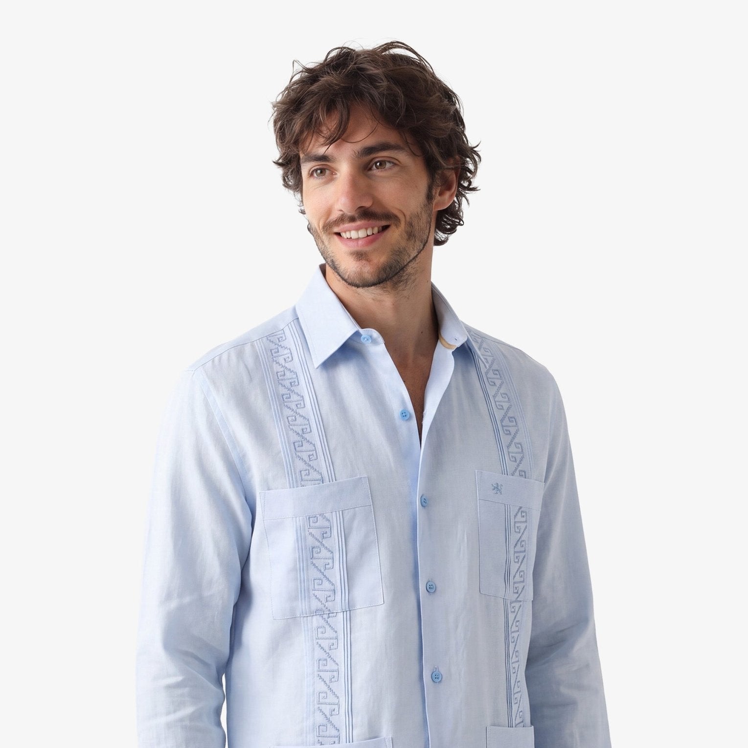 Manchester Guayabera Premium con Bordado Geométrico Elegante - Manchester