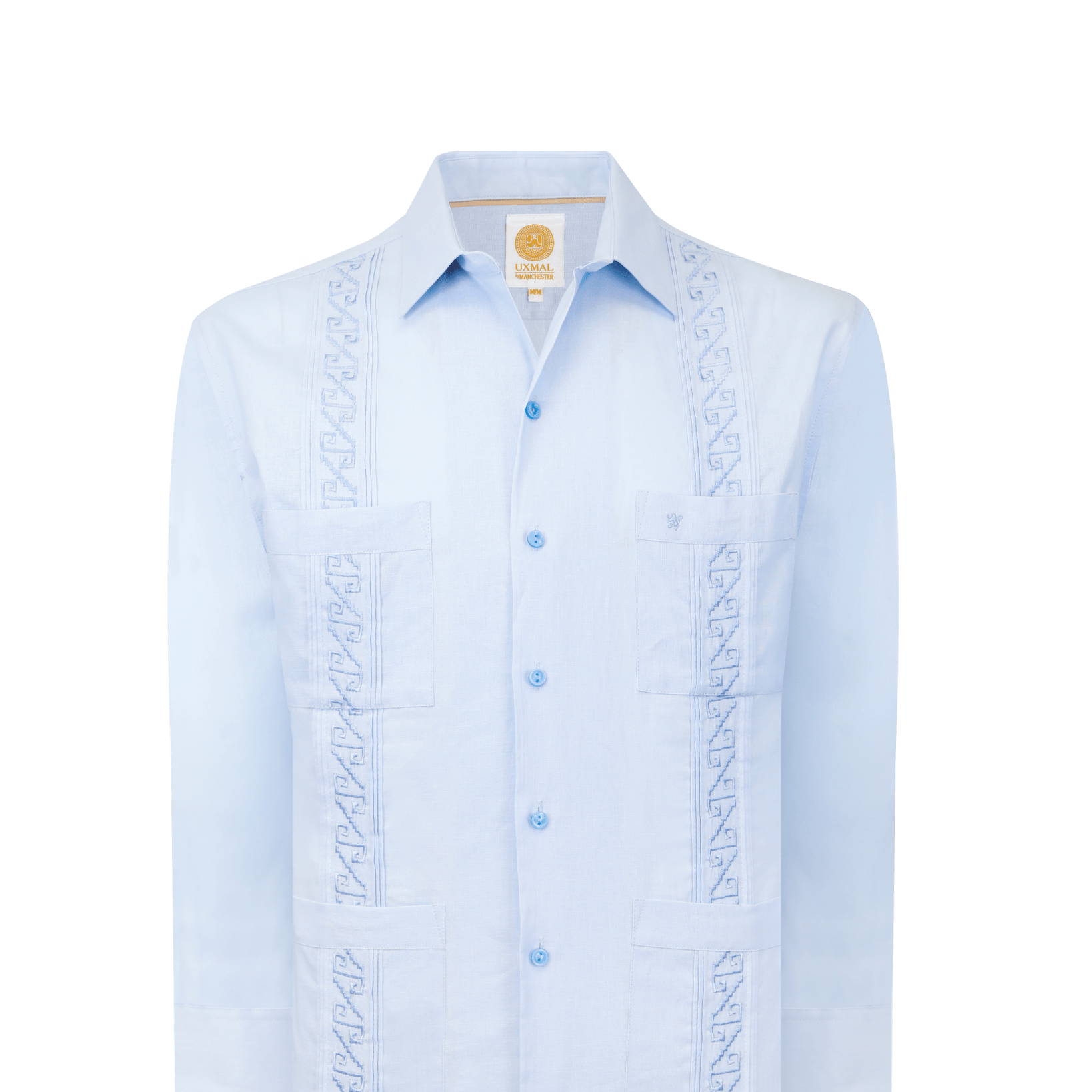 Manchester Guayabera Premium con Bordado Geométrico Elegante - Manchester
