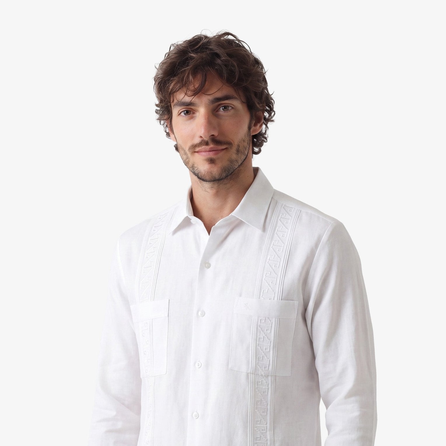 Manchester Guayabera Premium con Bordado Geométrico Elegante - Manchester