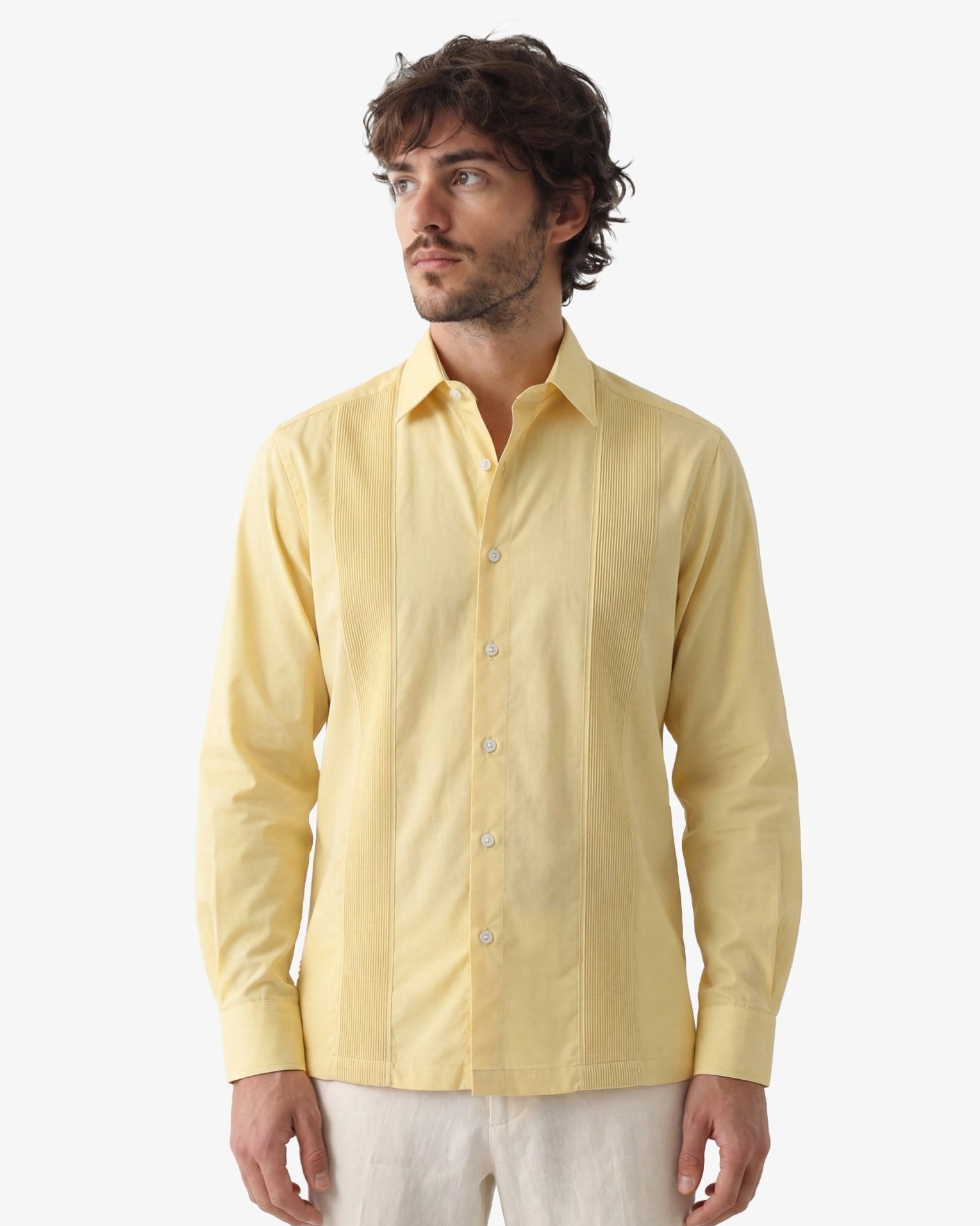 Manchester Guayabera sin Bolsas con Puño Convertible de Algodón y Poliéster - Manchester