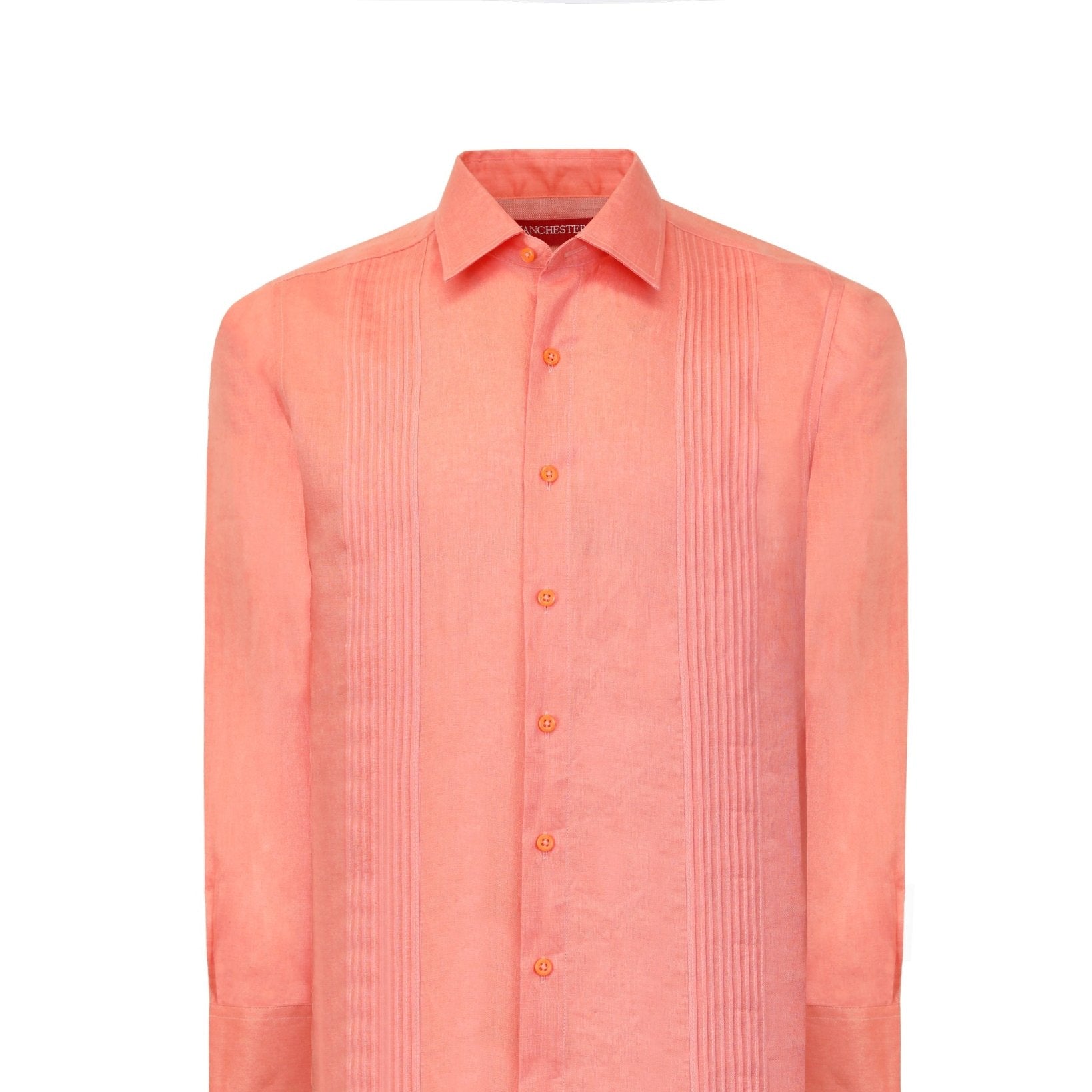 Manchester Guayabera sin Bolsas Slim Fit con Puño Convertible de Lino - Manchester