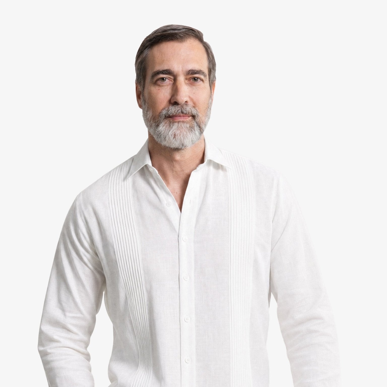 Manchester Guayabera sin Bolsas Slim Fit con Puño Convertible de Lino - Manchester
