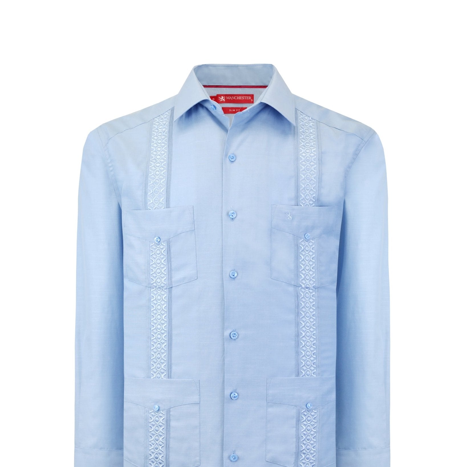 Manchester Guayabera Slim Fit Algodón - Poliéster - Manchester