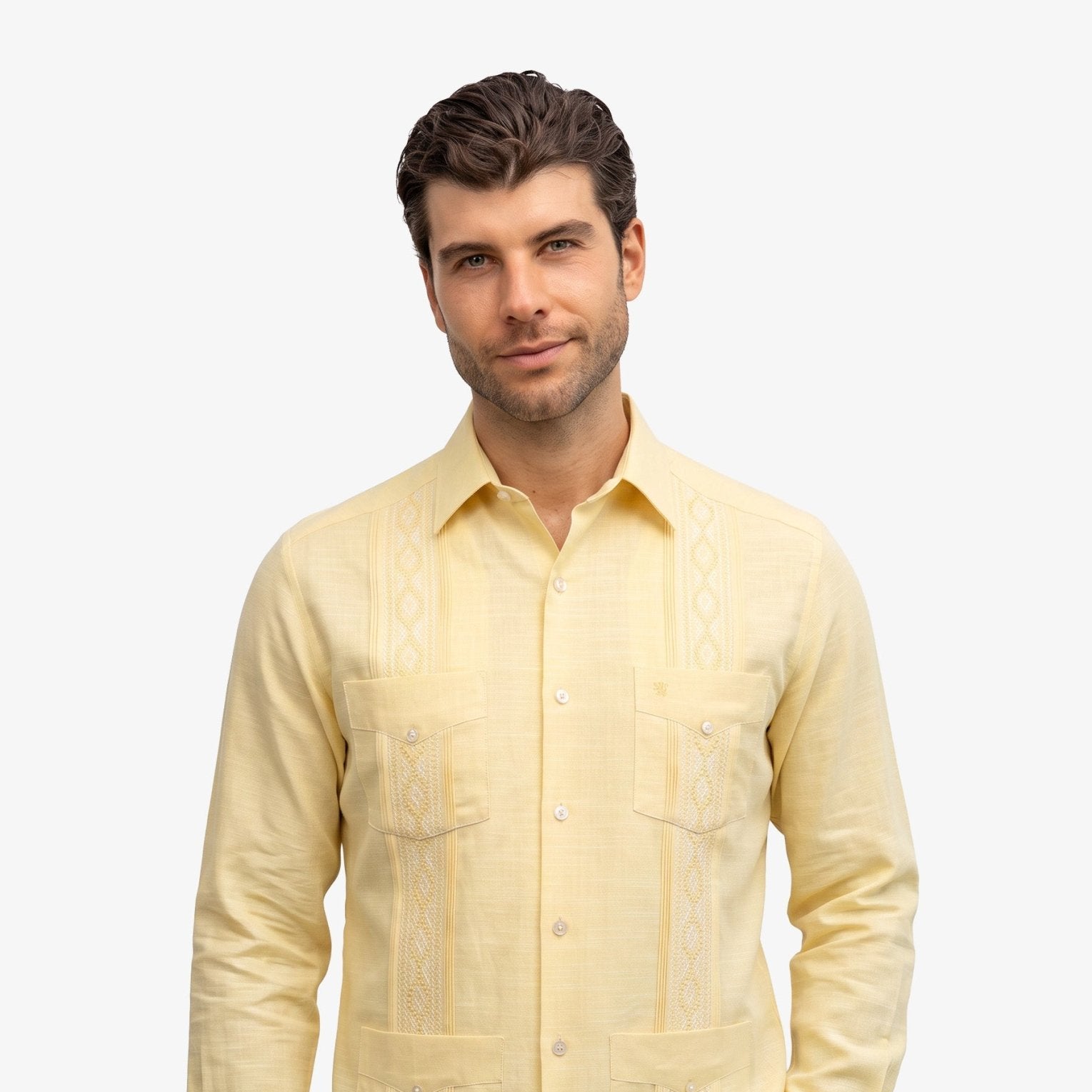 Manchester Guayabera Tradicional Alforzas Finas y Bordado - Manchester