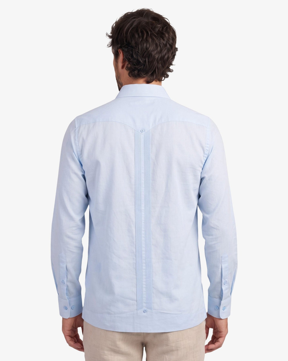 Manchester Guayabera Tradicional Cuatro Bolsas Caribe Esencial - Manga Larga - Manchester