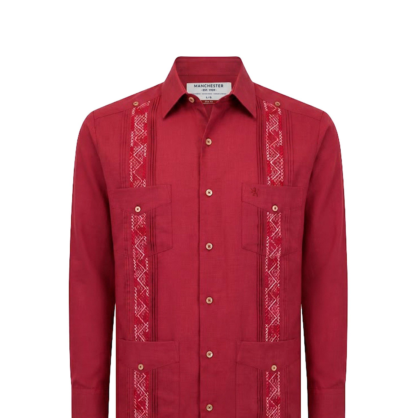 Manchester Guayabera Tradicional Slim Fit Alforzas Bordado - Manchester