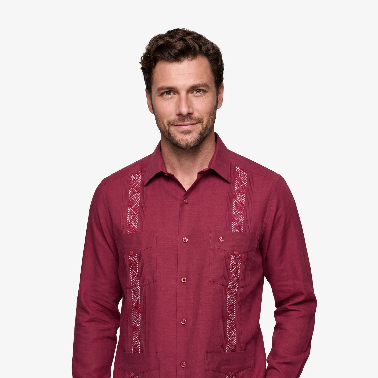 Manchester Guayabera Tradicional Slim Fit Alforzas Bordado - Manchester