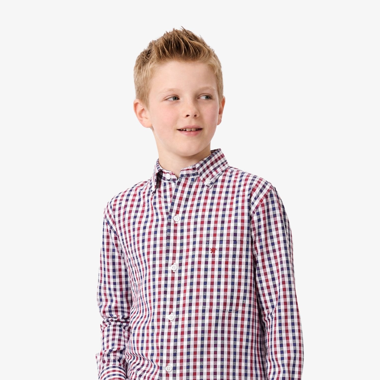 Manchester Junior Camisa Casual Gingham Button Down - Manga Larga - Manchester