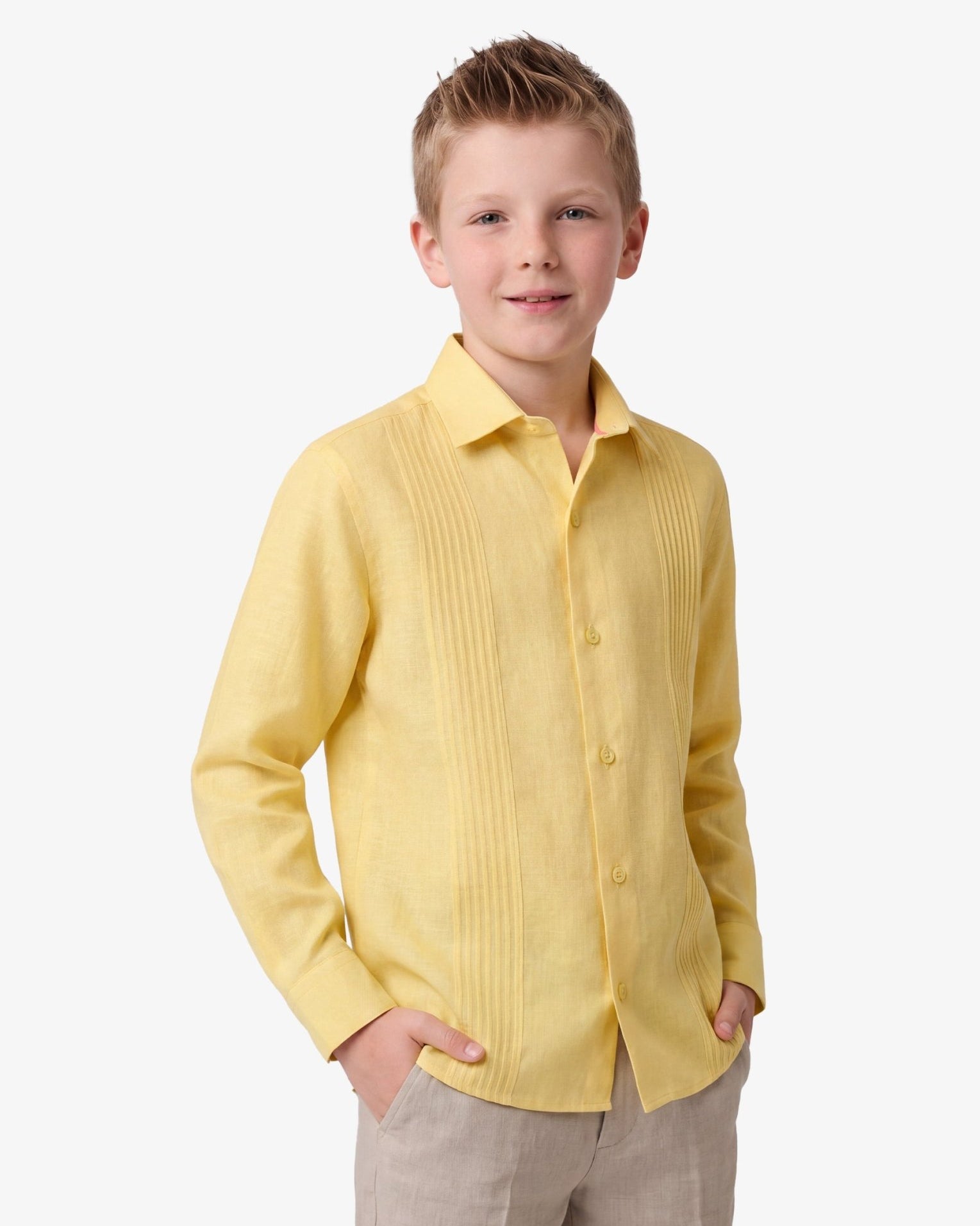 Manchester Junior Guayabera 100% Lino - Manga Larga - Manchester