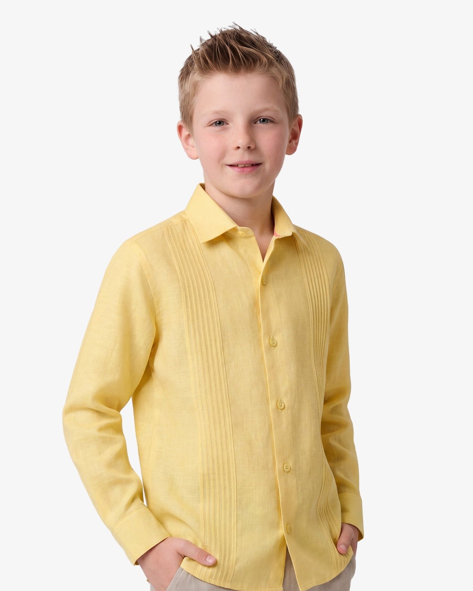 Manchester Junior Guayabera 100% Lino - Manga Larga - Manchester