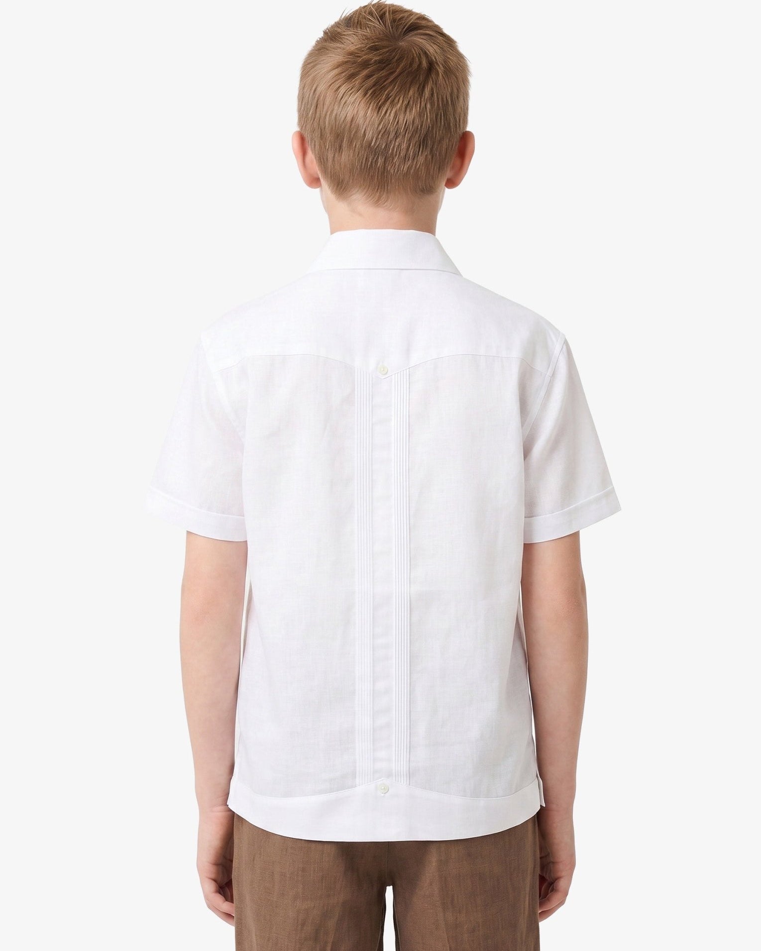 Manchester Junior Guayabera Algodón y Poliéster color blanco para niño